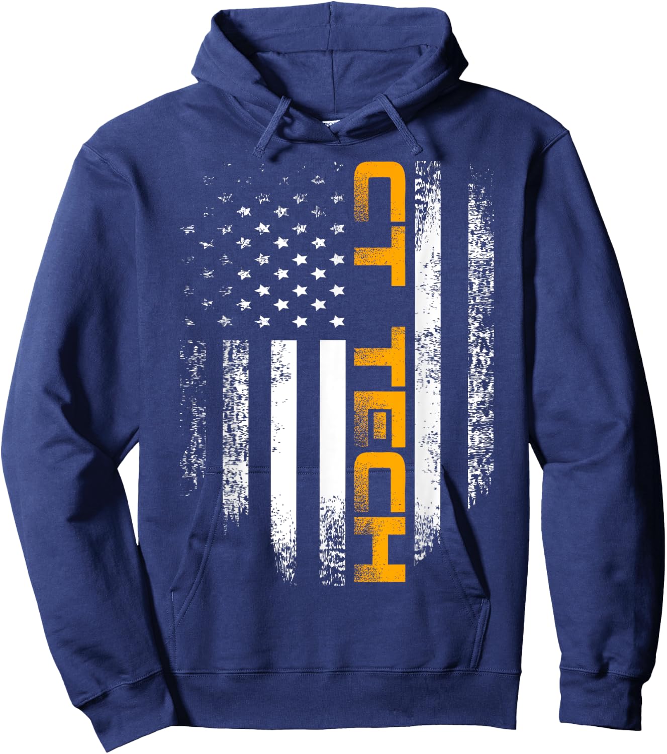 Vintage CT Tech With American Flag For Doctor Gift Hoodie - Hoodie | Navy