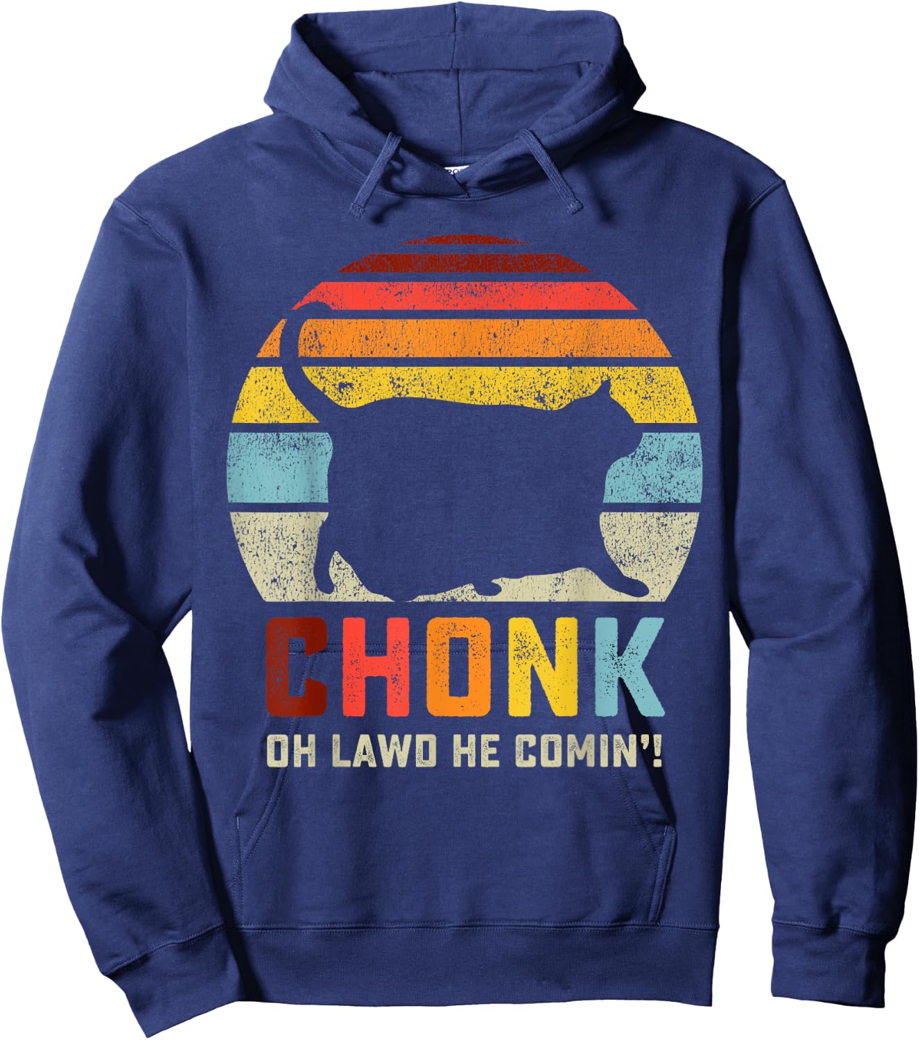 Chonk Cat Scale Meme Funny Retro Style Vintage Cats Memes Hoodie - Hoodie | Navy