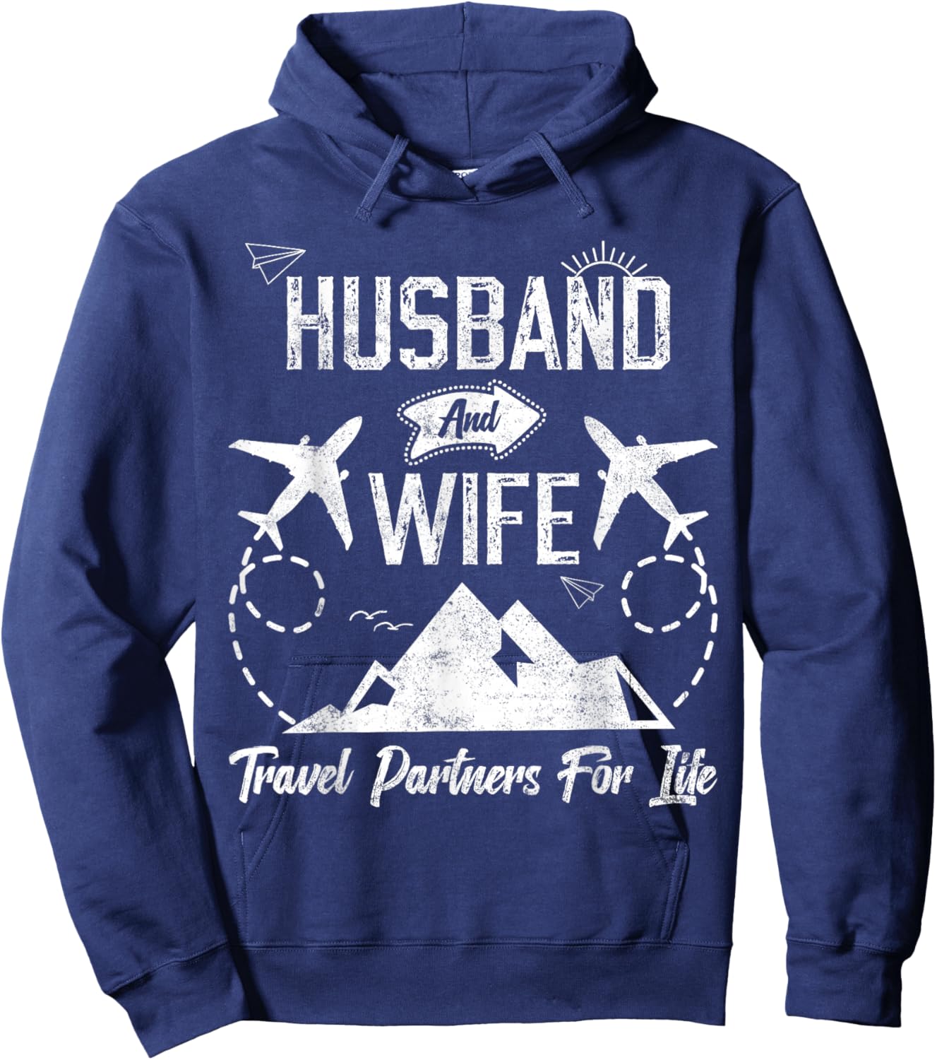 Husband and Wife Travel Partners for Life for Couples Hoodie - Hoodie | Navy
