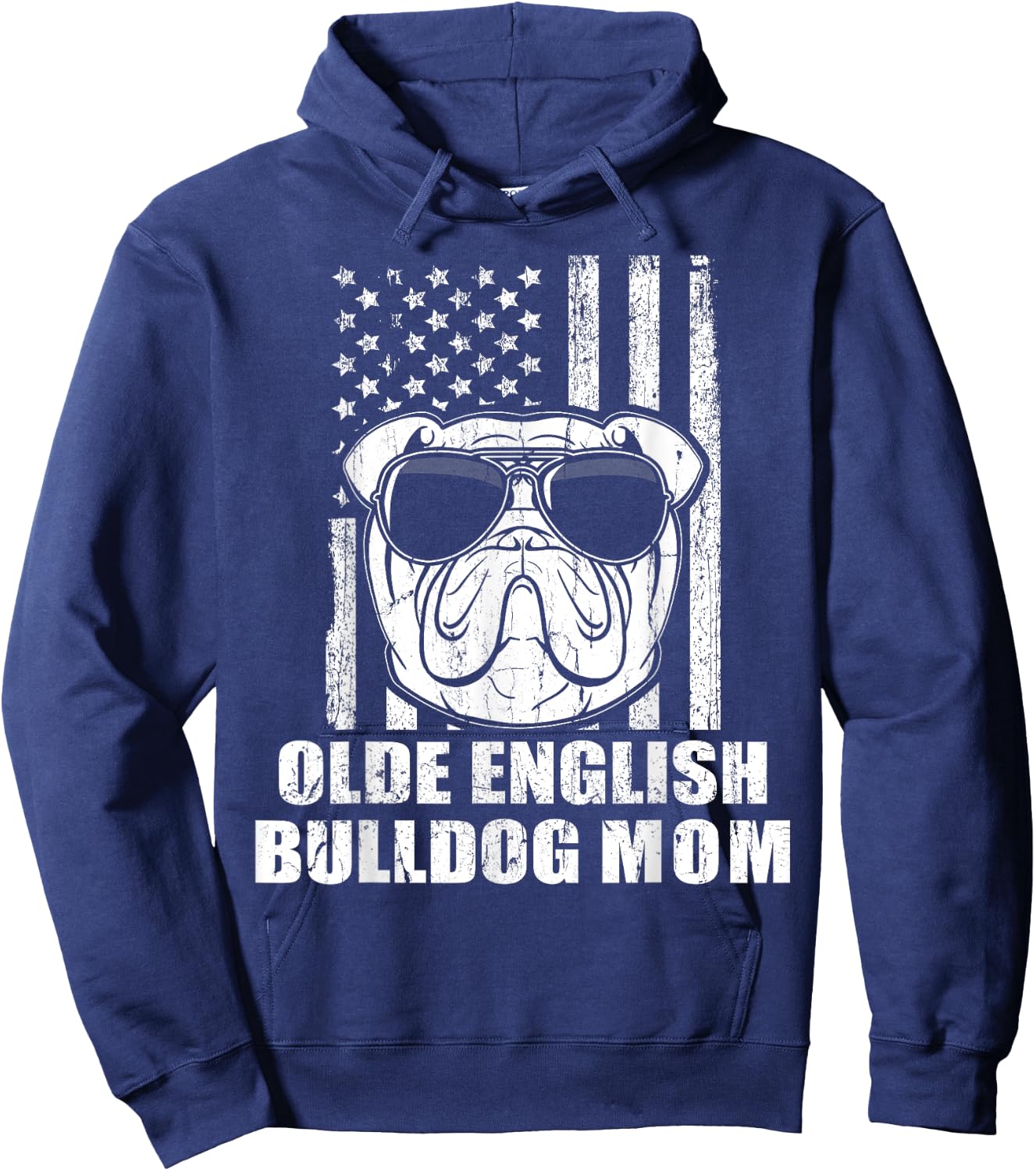 Olde English Bulldog Mom Cool Vintage Retro Proud American Women Girls Kids Hoodie - Hoodie | Navy