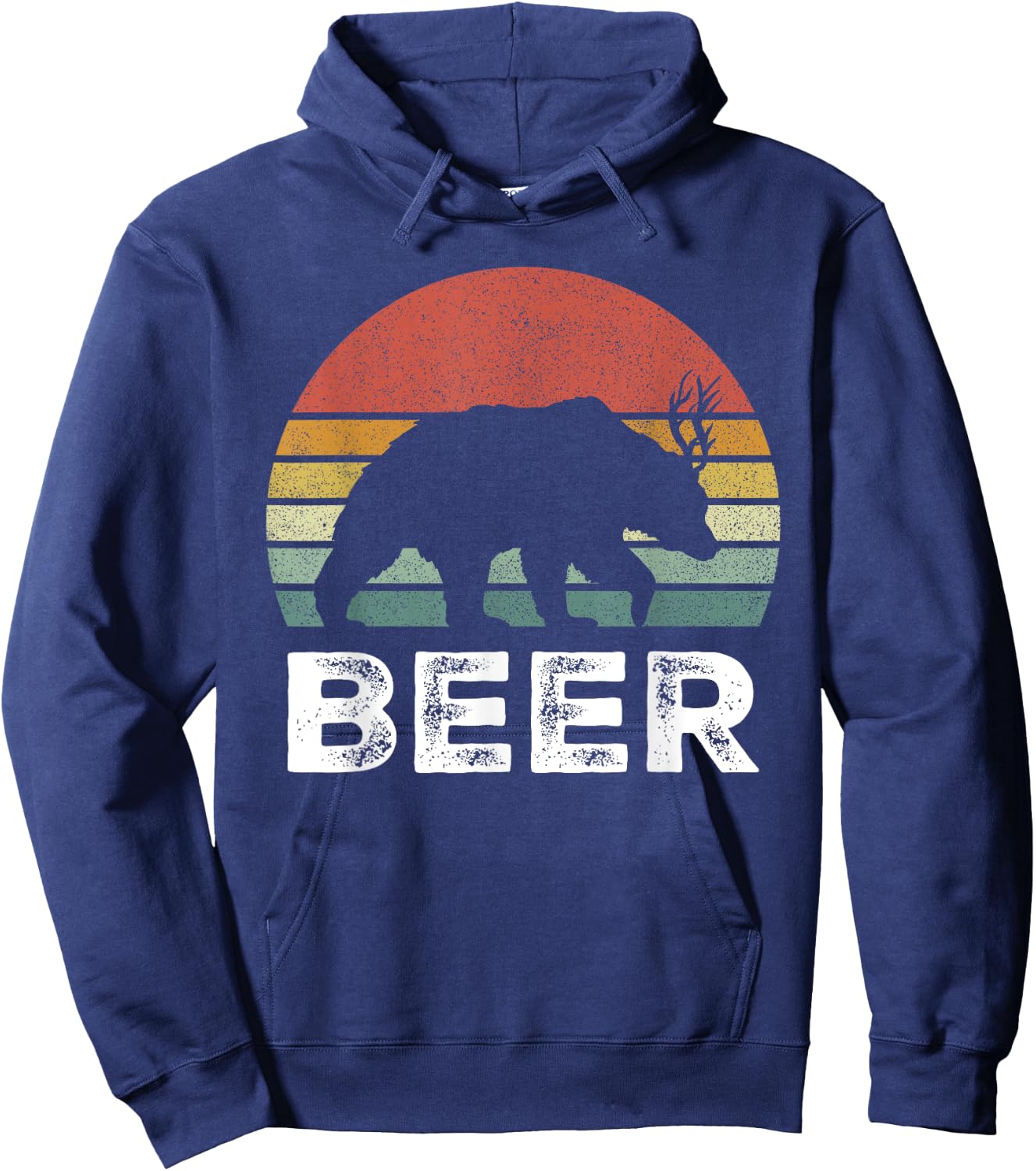 Retro Bear Deer Shirt Animal Lover Gifts Funny Beer Vintage Hoodie - Hoodie | Navy
