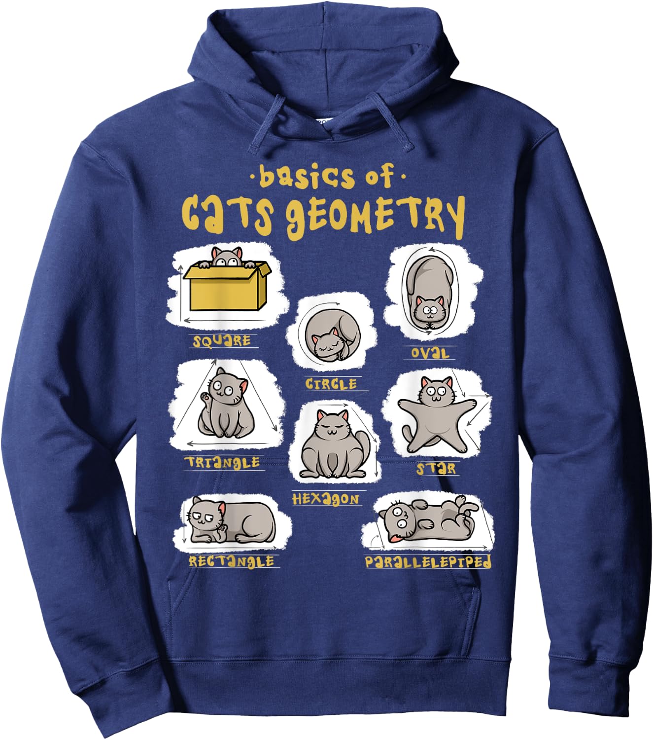 Funny Cat Shirt Basics Cat Geometry Math Teacher Cat Owner Hoodie - Hoodie | Navy