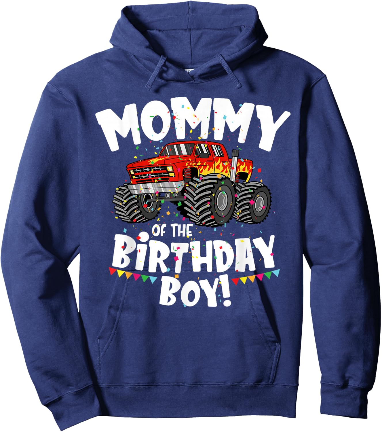 Funny Monster Truck Mommy Of The Birthday Boy Gift Hoodie - Hoodie | Navy