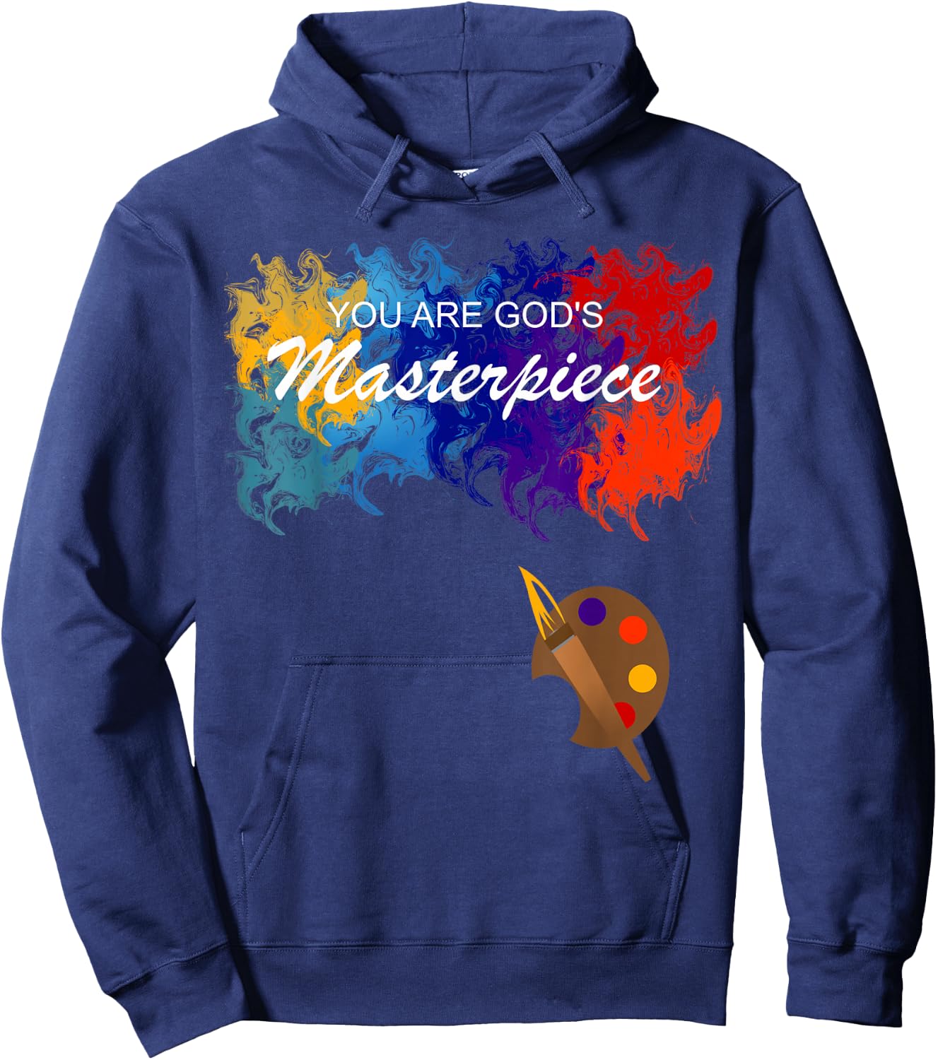 You Are God's Masterpiece Watercolors Painting Artwork Hoodie - Hoodie | Navy