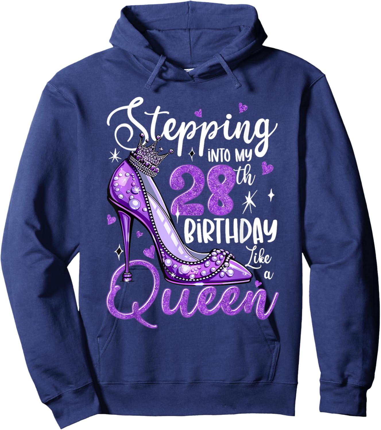 Stepping Into My 28th Birthday 28 Years Old Gift Women Girls Hoodie - Hoodie | Navy