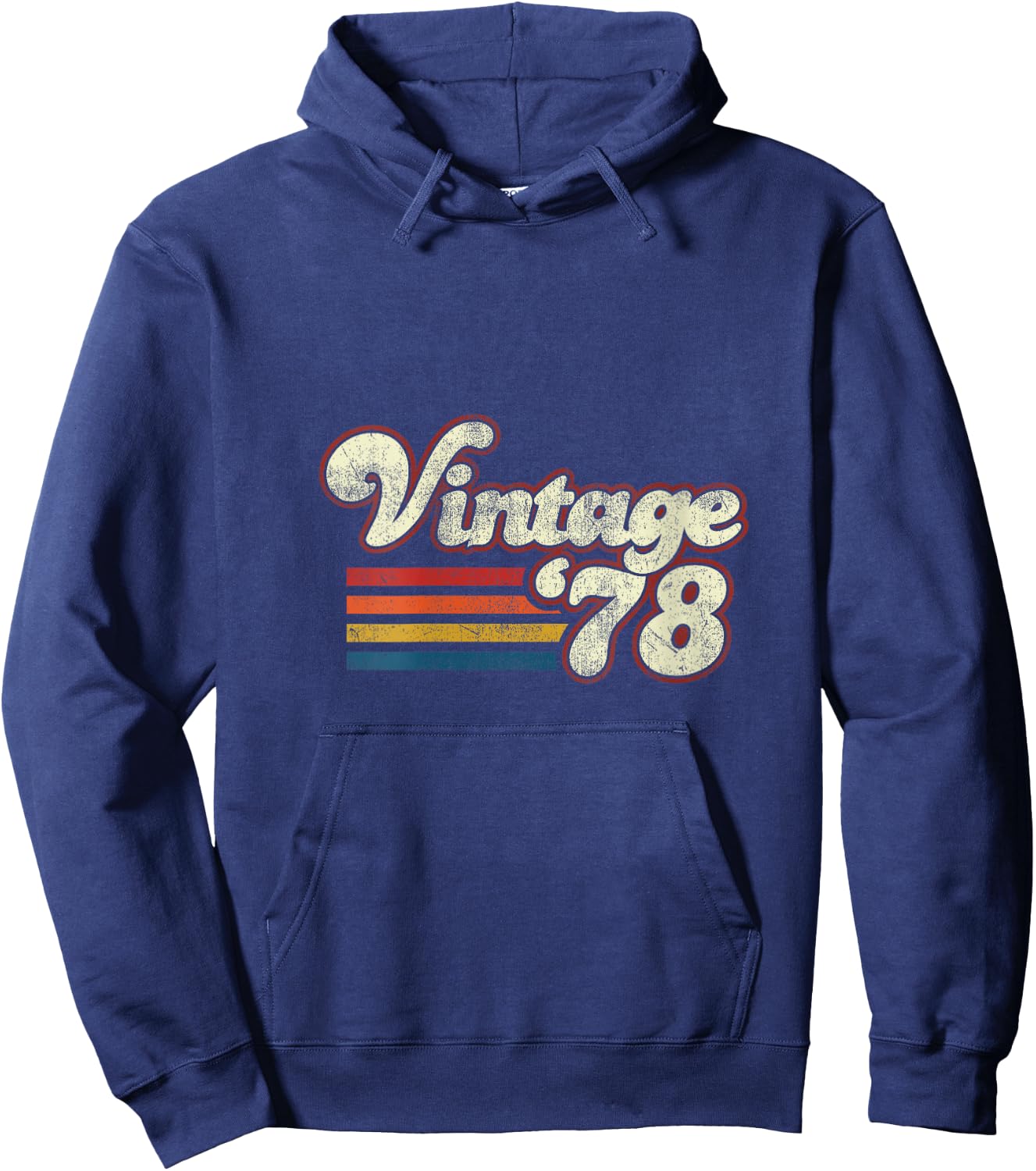 Vintage 1978 Birthday V-Neck Hoodie - Hoodie | Navy