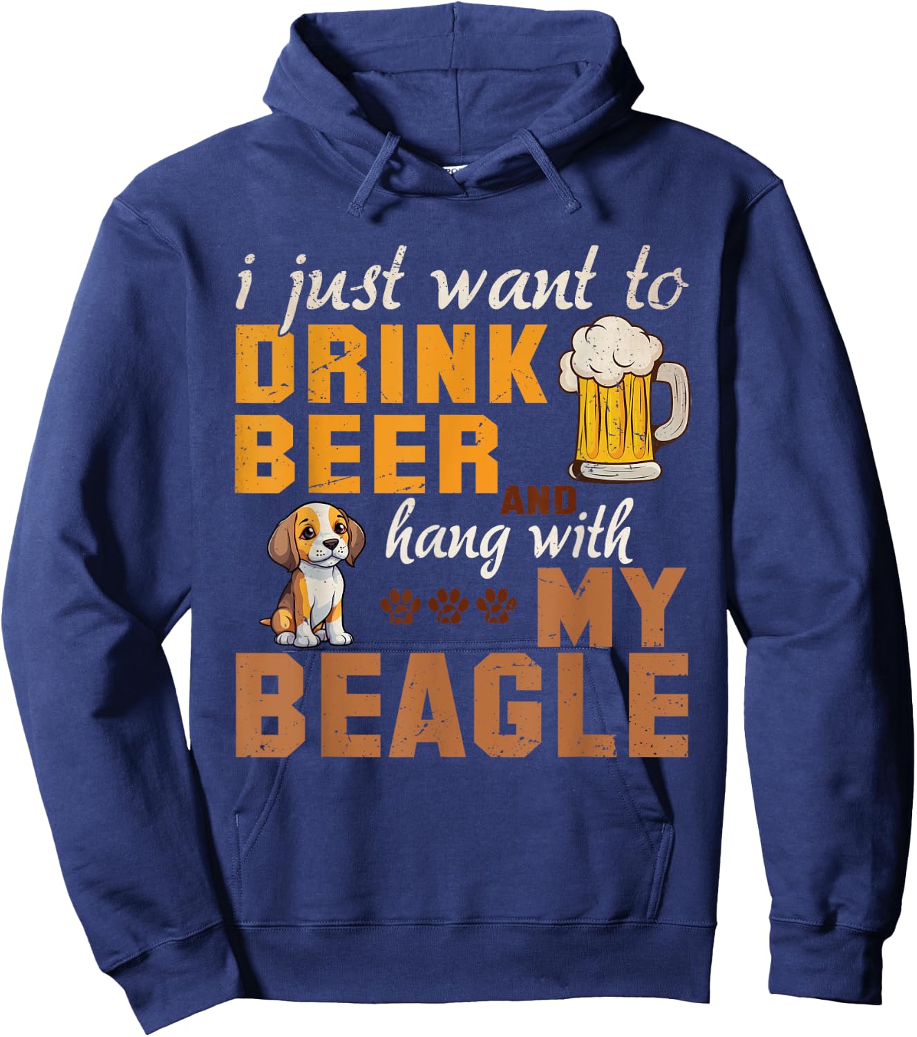 Beagle Dad Funny Father's Day Dog Lover Beer Daddy Cute Men Women Hoodie - Hoodie | Navy