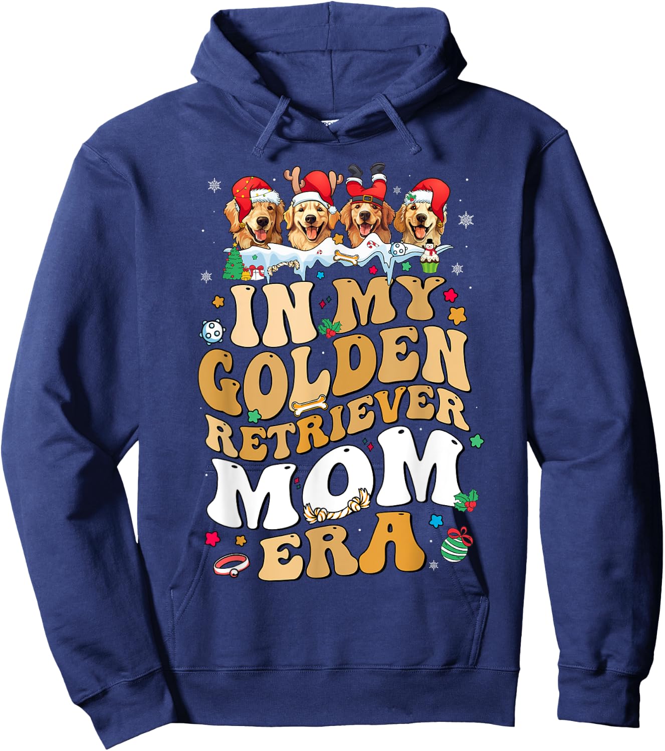 Christmas In My Golden Retriever Era Dog Mom Xmas Pajamas Women Kids Hoodie - Hoodie | Navy