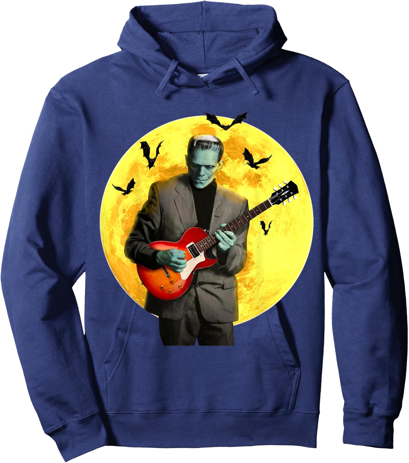 Frankenguitar Frankenstein Plays Electric Guitar Halloween Small Hoodie - Hoodie | Navy
