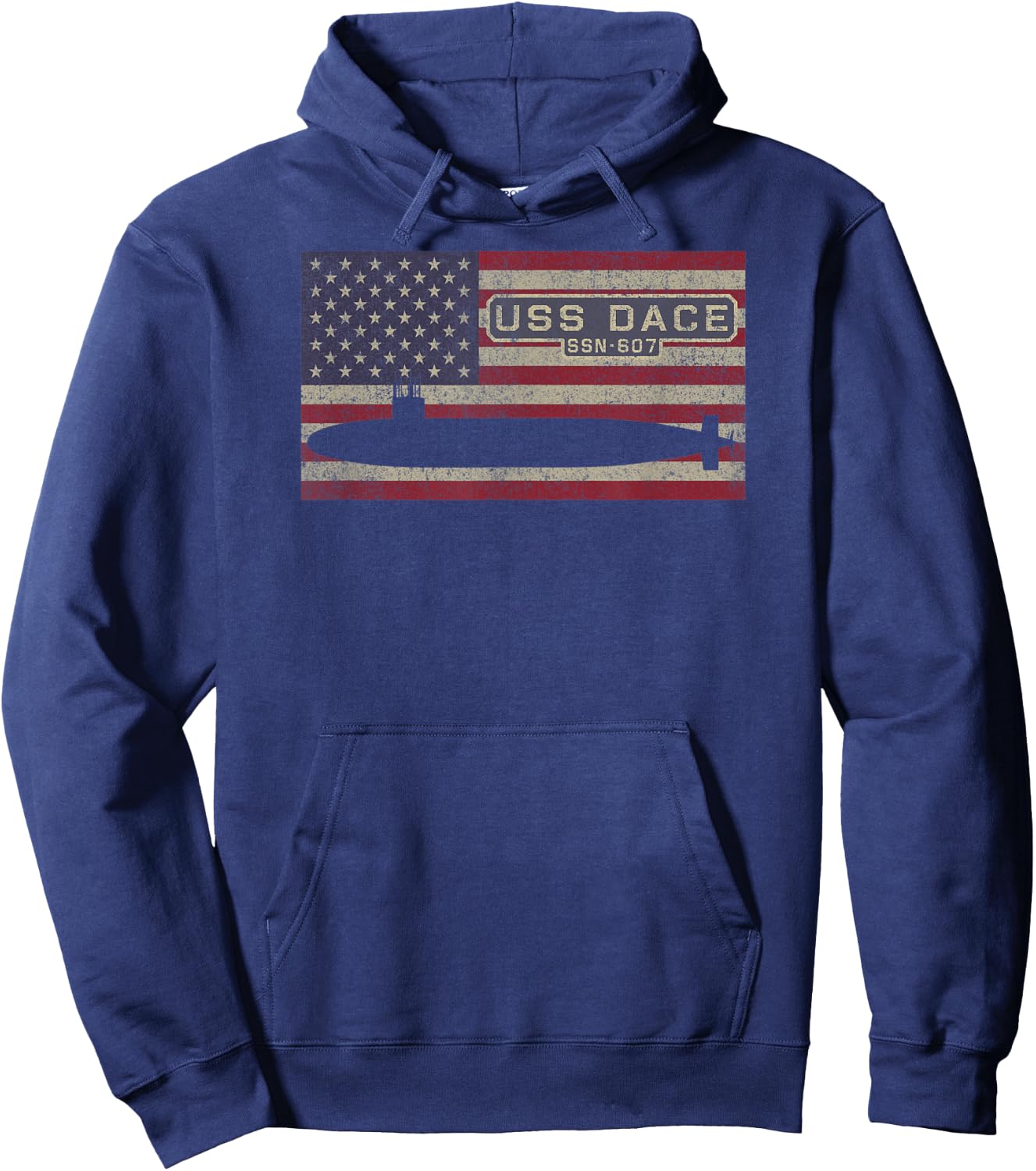 USS Dace SSN-607 Nuclear Submarine American Flag Hoodie - Hoodie | Navy