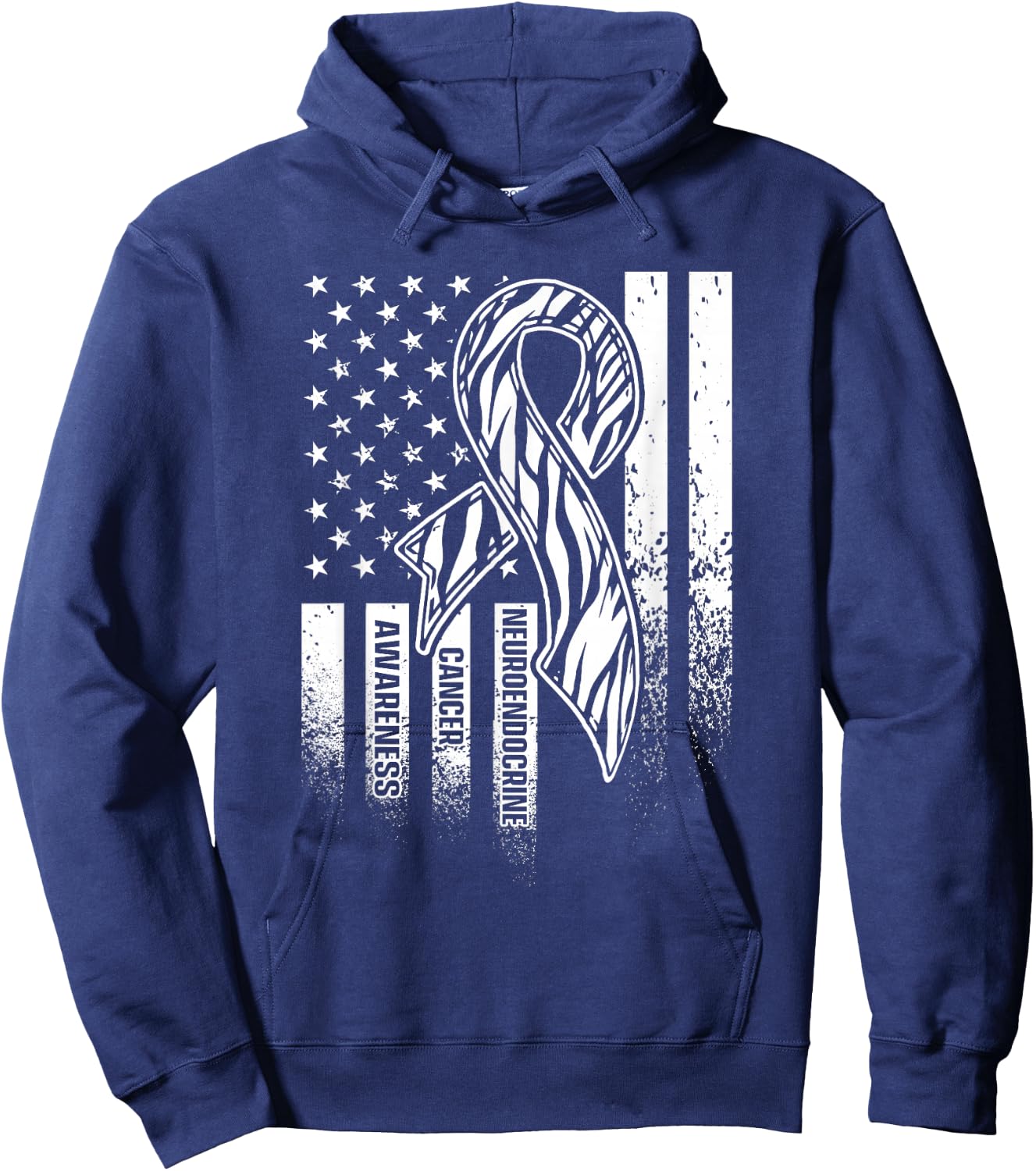 Neuroendocrine Cancer Survivor US Flag Warrior Hoodie - Hoodie | Navy