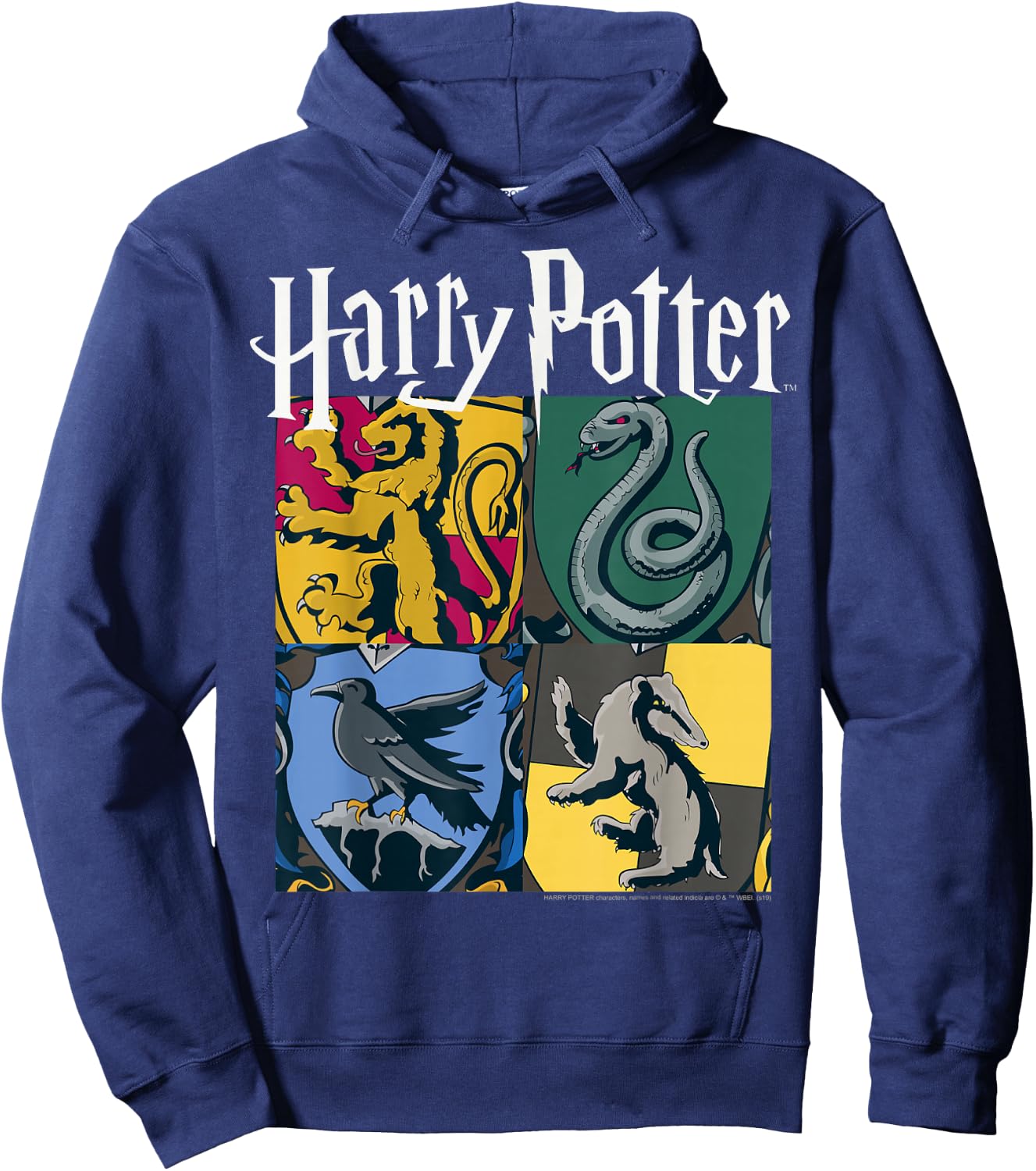 Harry Potter House Crests Panels Hoodie - Hoodie | Navy