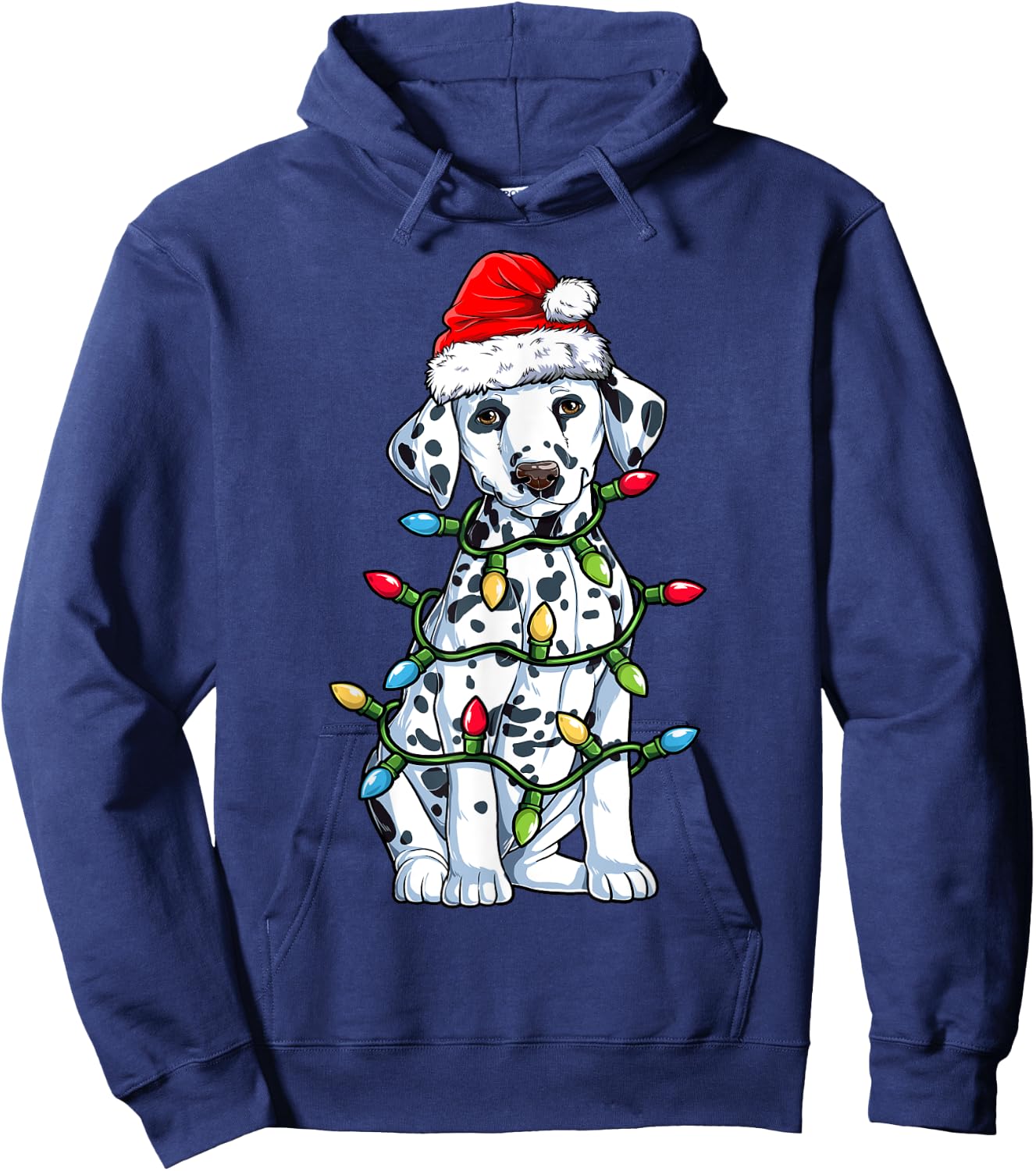 Dalmatian Santa Christmas Tree Lights Xmas Boys Dog Dogmas Hoodie - Hoodie | Navy