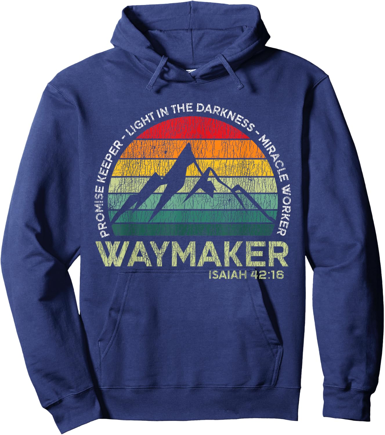 Vintage Waymaker Promise Keeper Miracle Worker Christian Hoodie - Hoodie | Navy