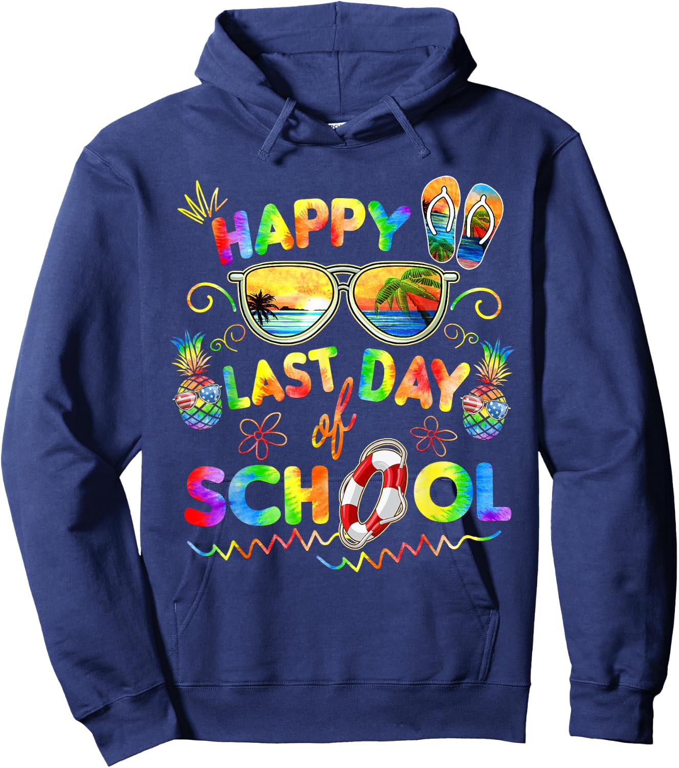 Happy Last Day of School Shirt Teachers End of Year Students Hoodie - Hoodie | Navy