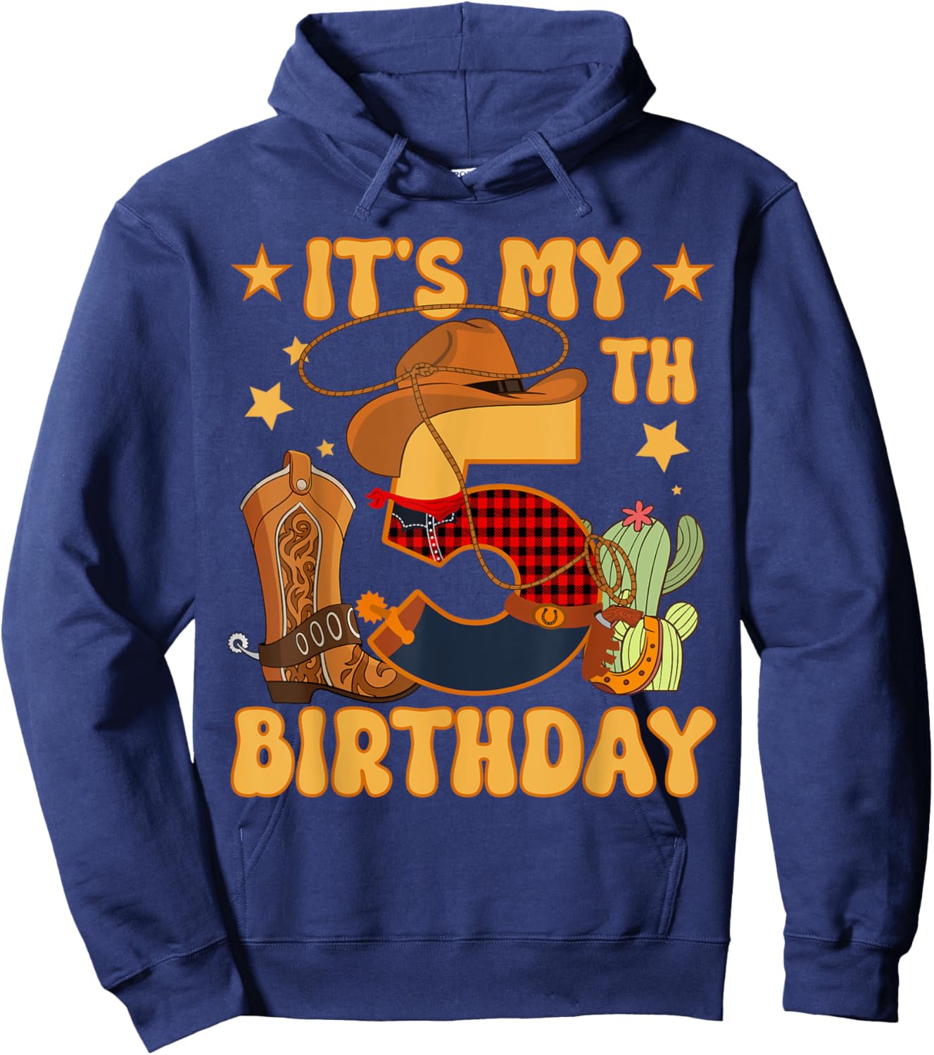 It's My 5th Birthday Cowboy Rodeo Horse 5 Year Old Bday Boy Hoodie - Hoodie | Navy