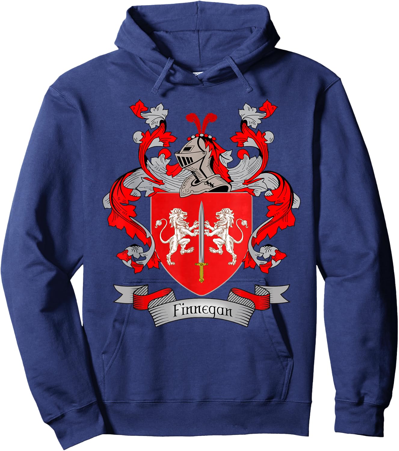 Finnegan Coat of Arms | Finnegan Surname Family Crest Hoodie - Hoodie | Navy