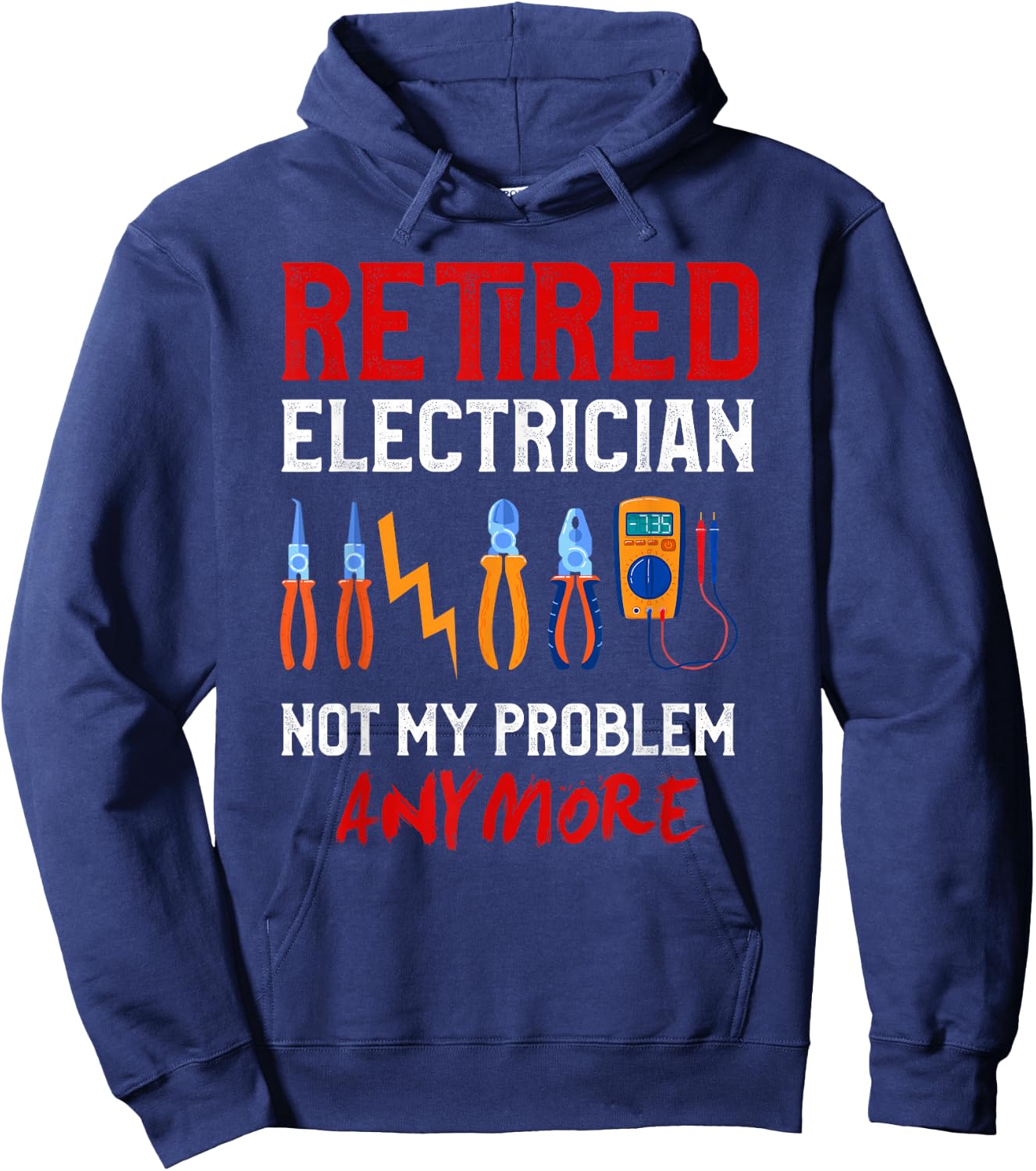 Electrician Retirement Gift Shirt Funny Retired Electrician Hoodie - Hoodie | Navy