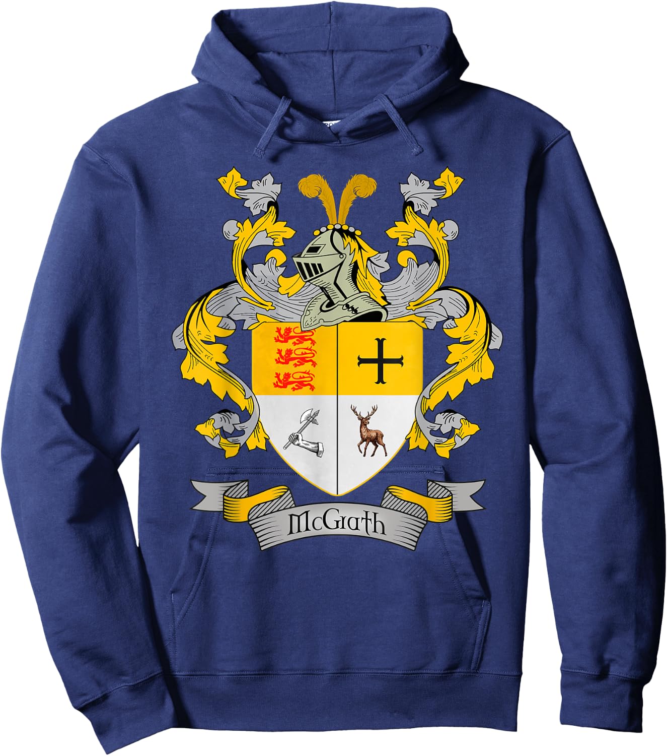 McGrath Coat of Arms | McGrath Surname Family Crest Hoodie - Hoodie | Navy