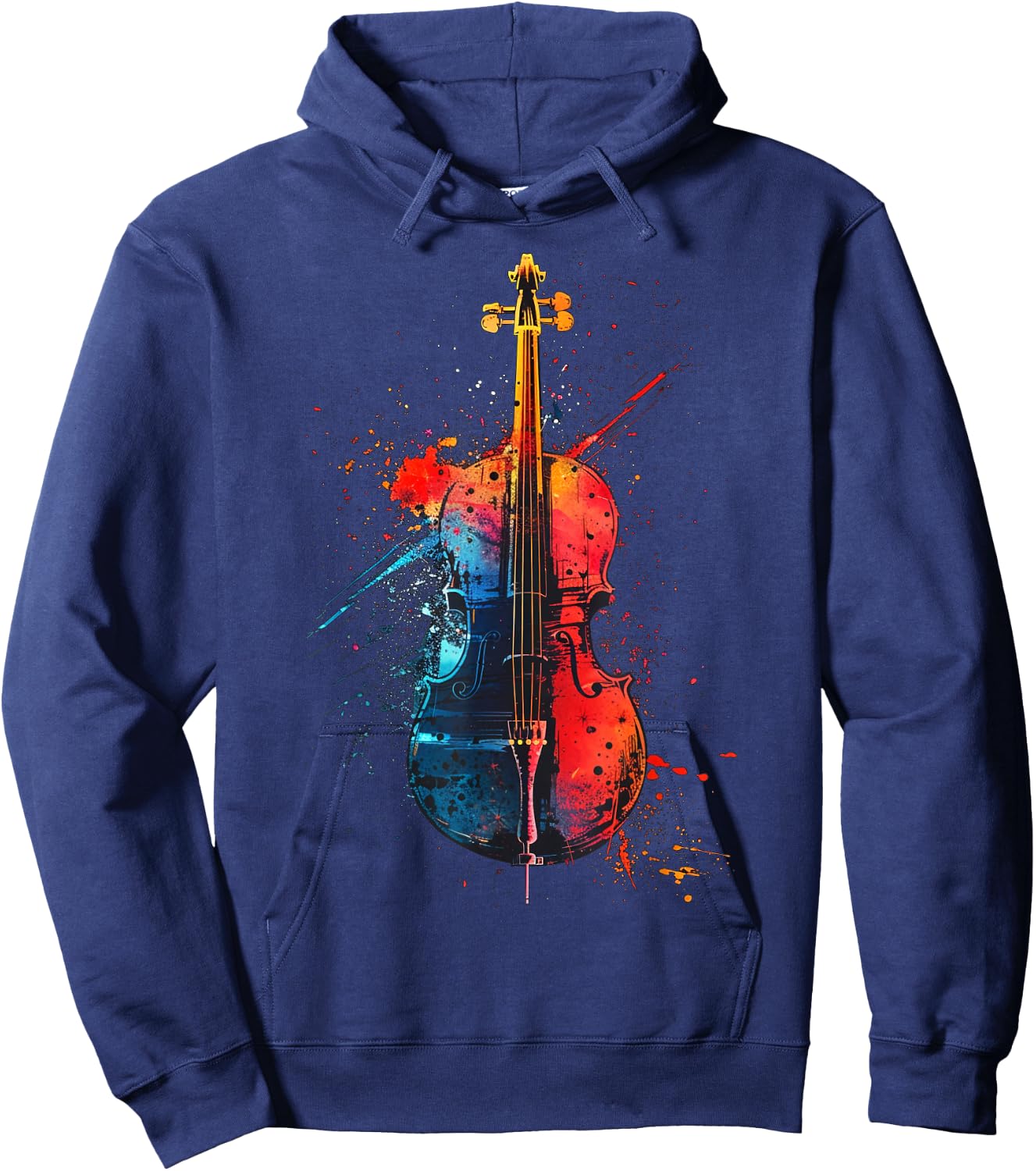 Cello instrument on colorful painted Cello Hoodie - Hoodie | Navy