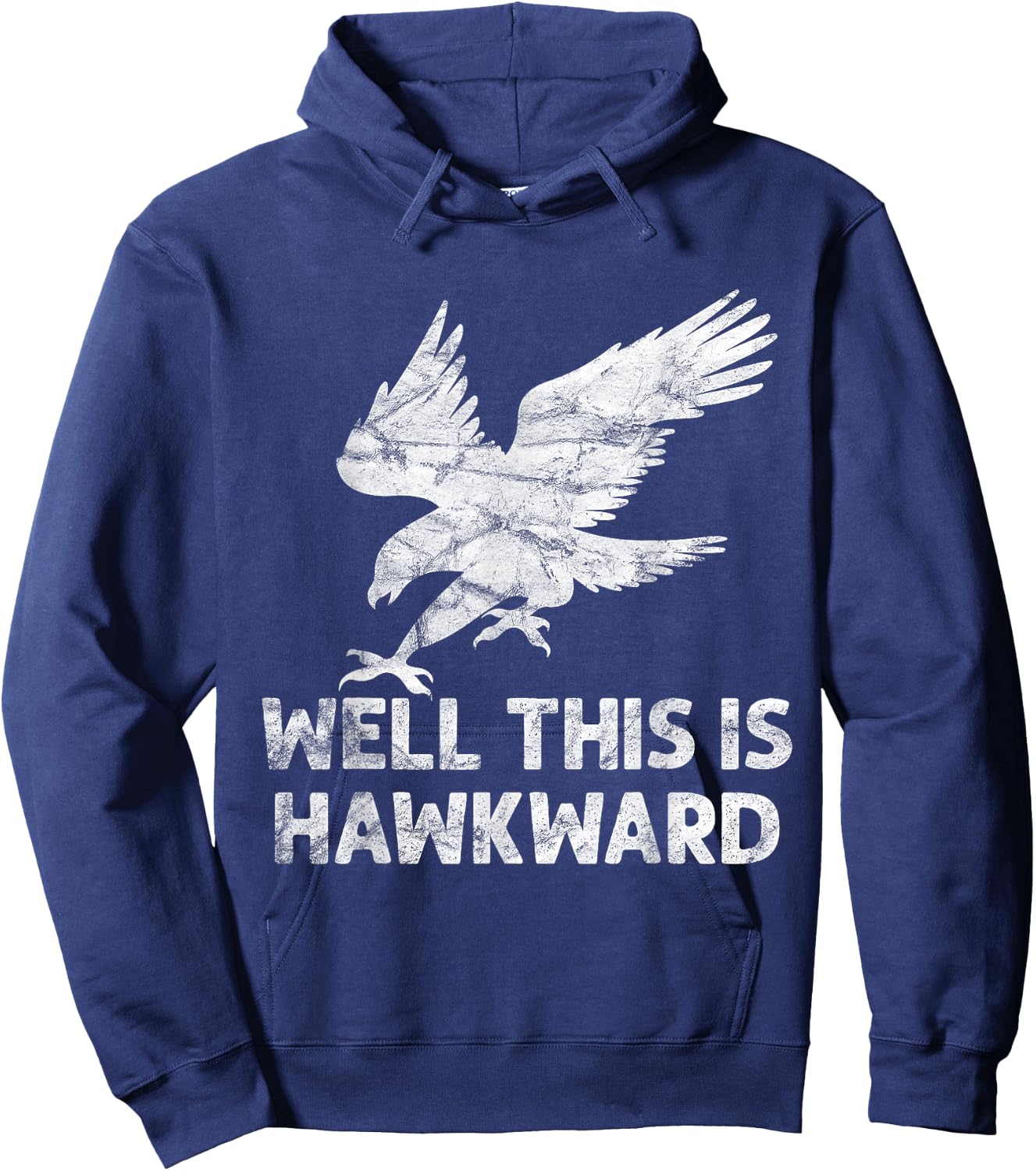 Well This is Hawkward Vintage Hawk Bird Hoodie - Hoodie | Navy