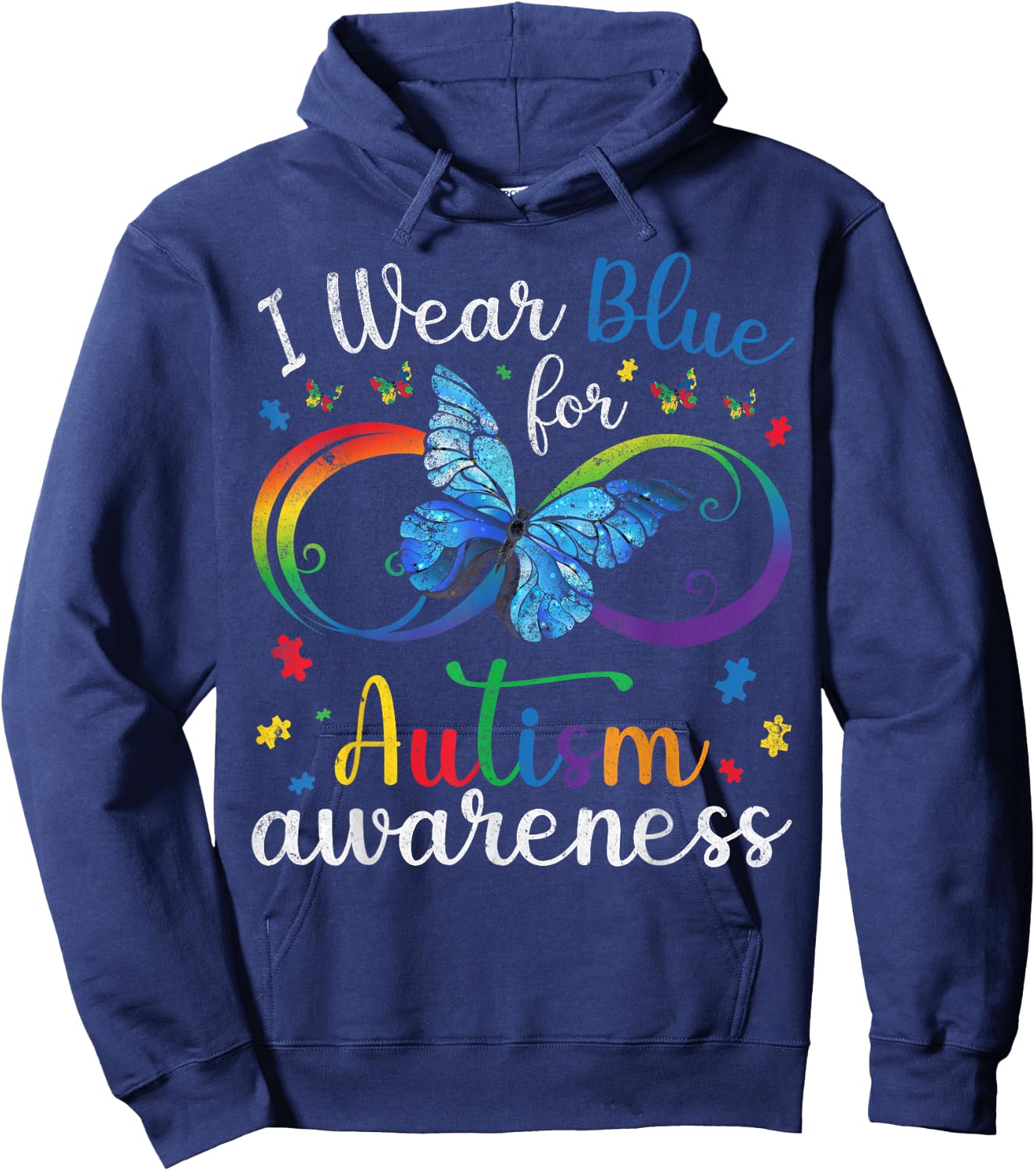I Wear Blue For My Brother Autism Awareness Day Siblings Hoodie - Hoodie | Navy