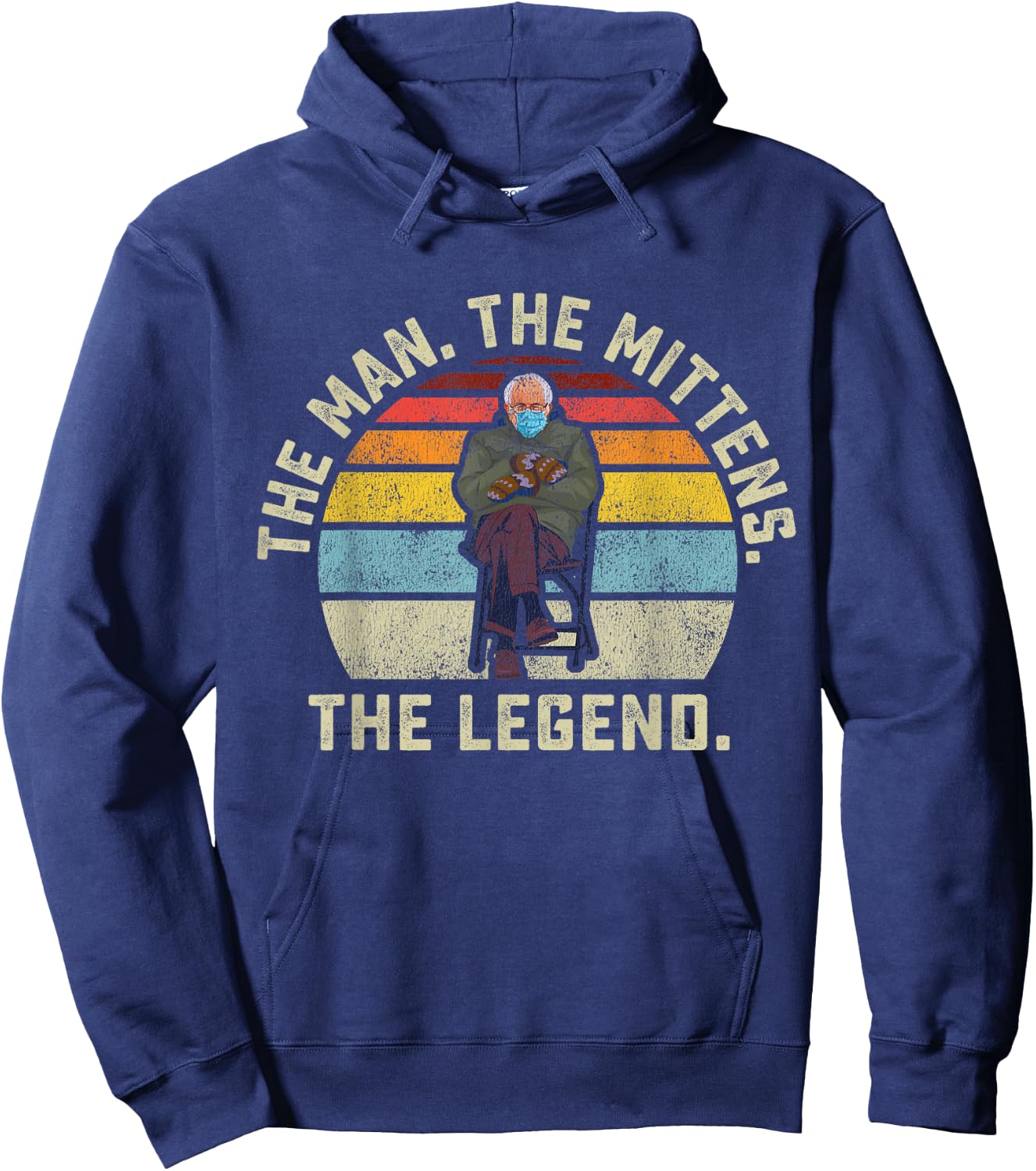 Bernie Sanders The Man The Mittens The Legend Mood Meme Small Hoodie - Hoodie | Navy