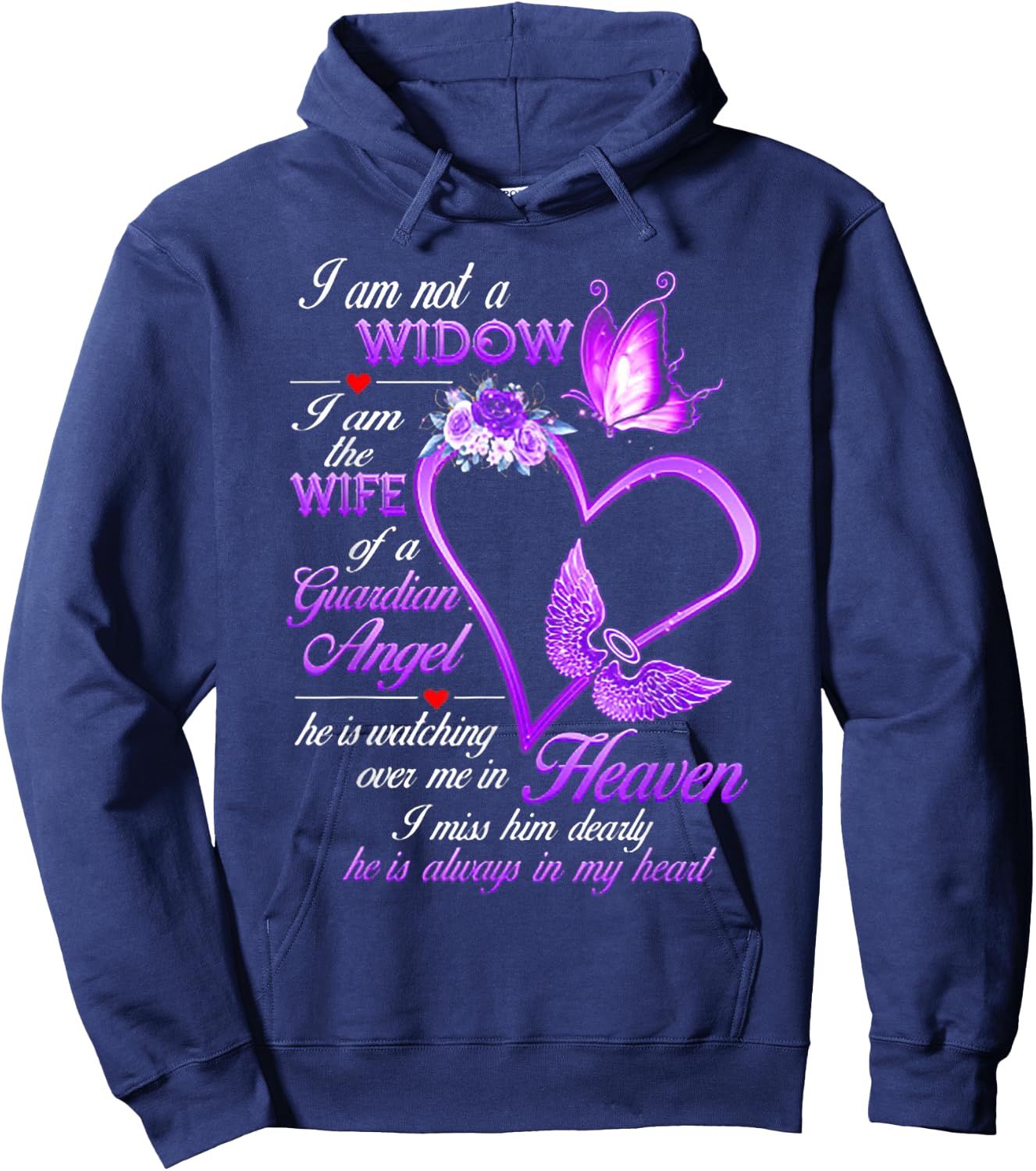 I Am Not A Widow I Am The Wife Of A Guardian Angel Butterfly Hoodie - Hoodie | Navy