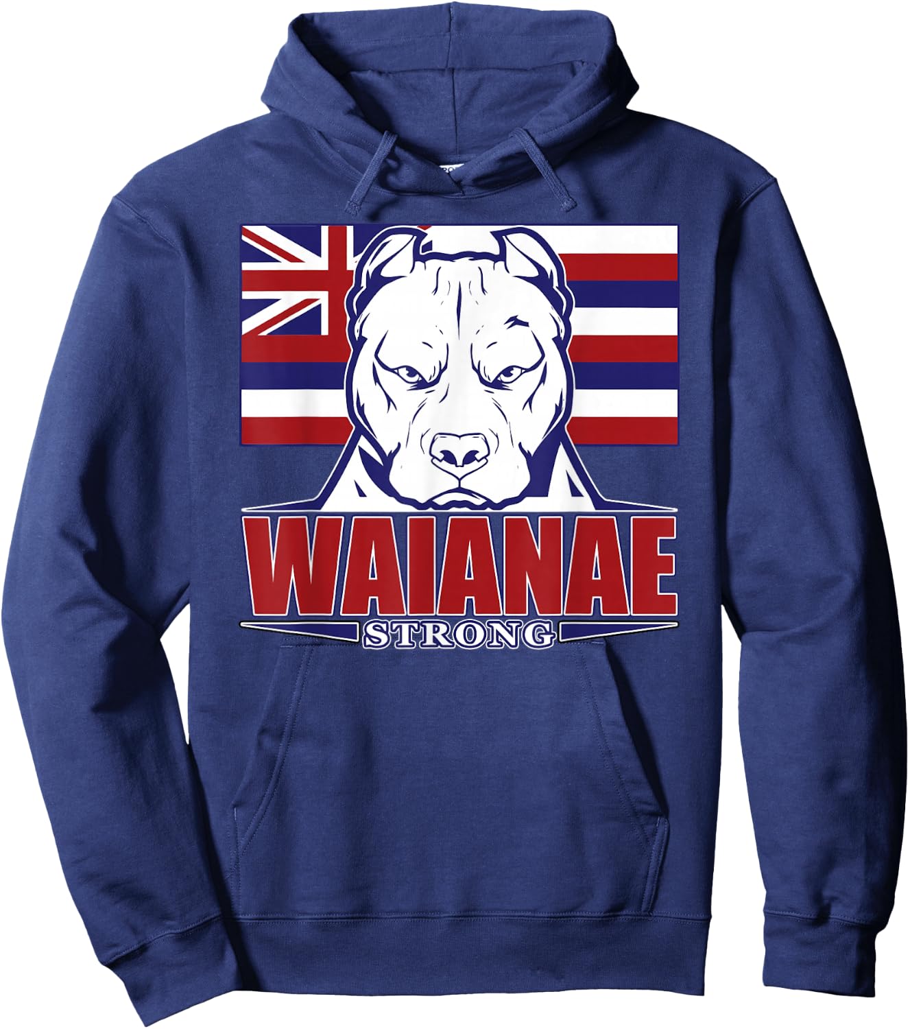 WAIANAE Strong Hawaii Hawaiian Flag, Hawaii 96792 Hoodie - Hoodie | Navy