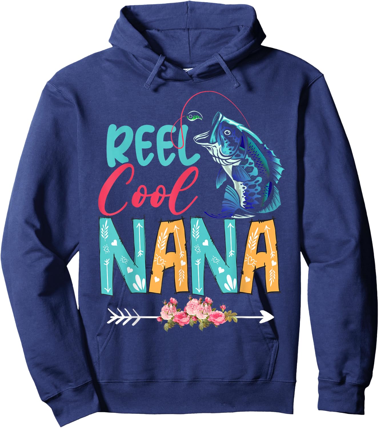 Funny Fishing Lover Happy Mother's Day Matching Proud Nana Hoodie - Hoodie | Navy