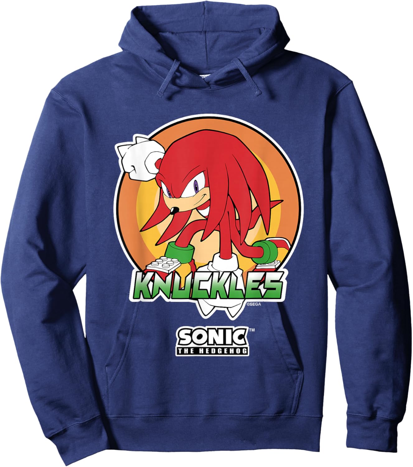 Sonic The Hedgehog Knuckles Superhero Pose Portrait Vintage Hoodie - Hoodie | Navy