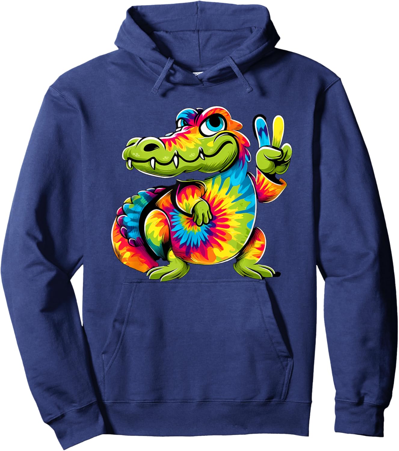 Peace Sign Tie Dye Crocodile Hoodie - Hoodie | Navy