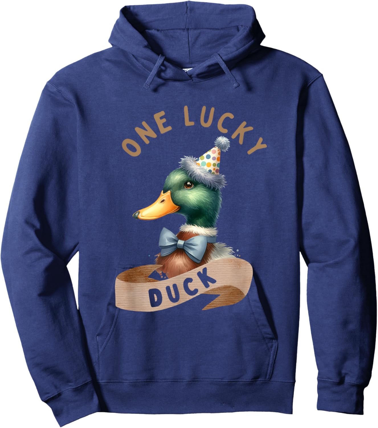 One Lucky Duck 1st Birthday 1 Years Old Poultry Mallard Duck Hoodie - Hoodie | Navy