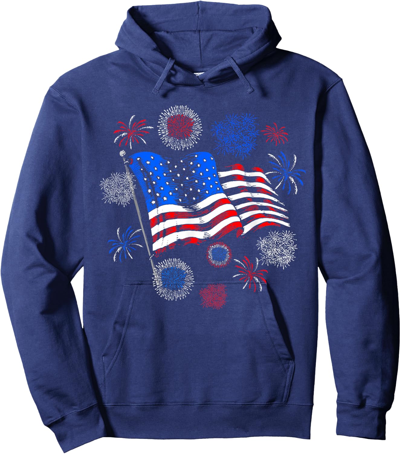 Fireworks 4th of July American Flag Patriotic Sparklers Hoodie - Hoodie | Navy