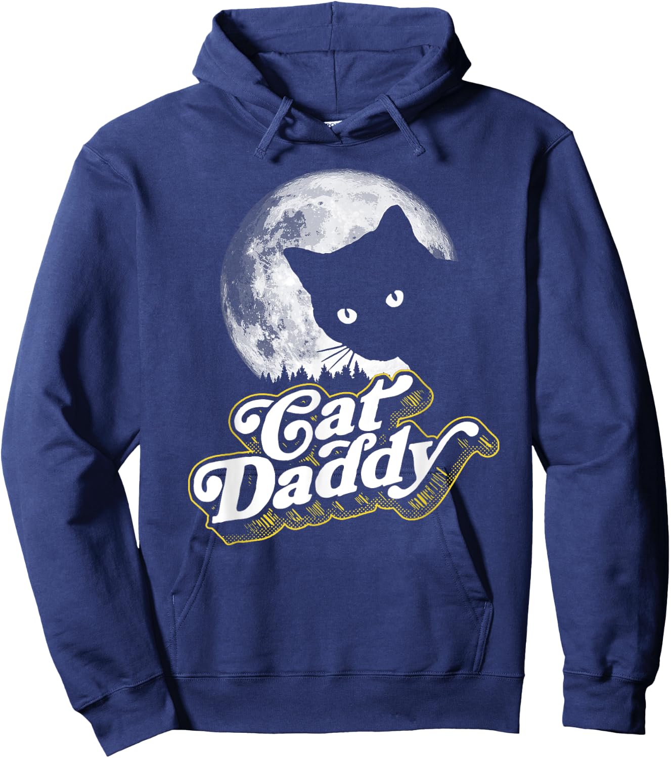 Cat Daddy Vintage Eighties Style Cat Retro Full Moon Women Kids Hoodie - Hoodie | Navy
