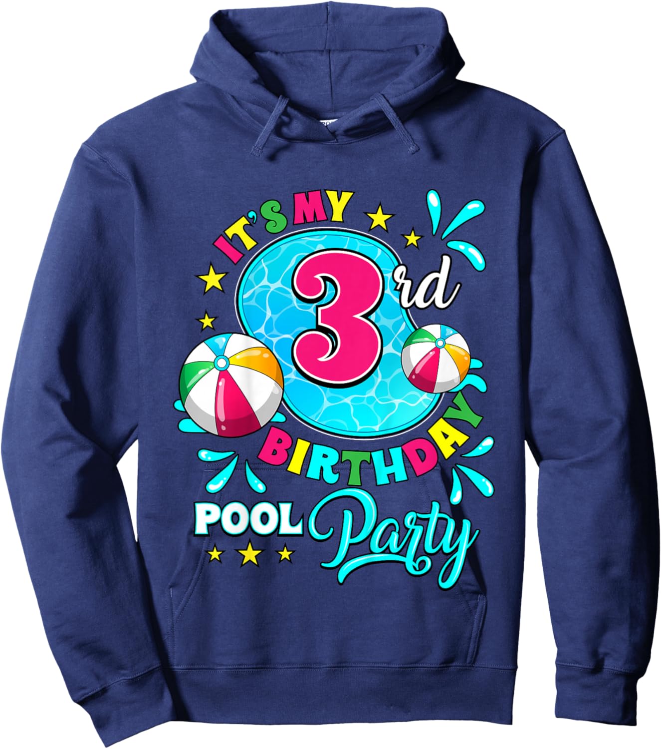 It's My 3rd Birthday Pool Party 3 Years Old Hoodie - Hoodie | Navy