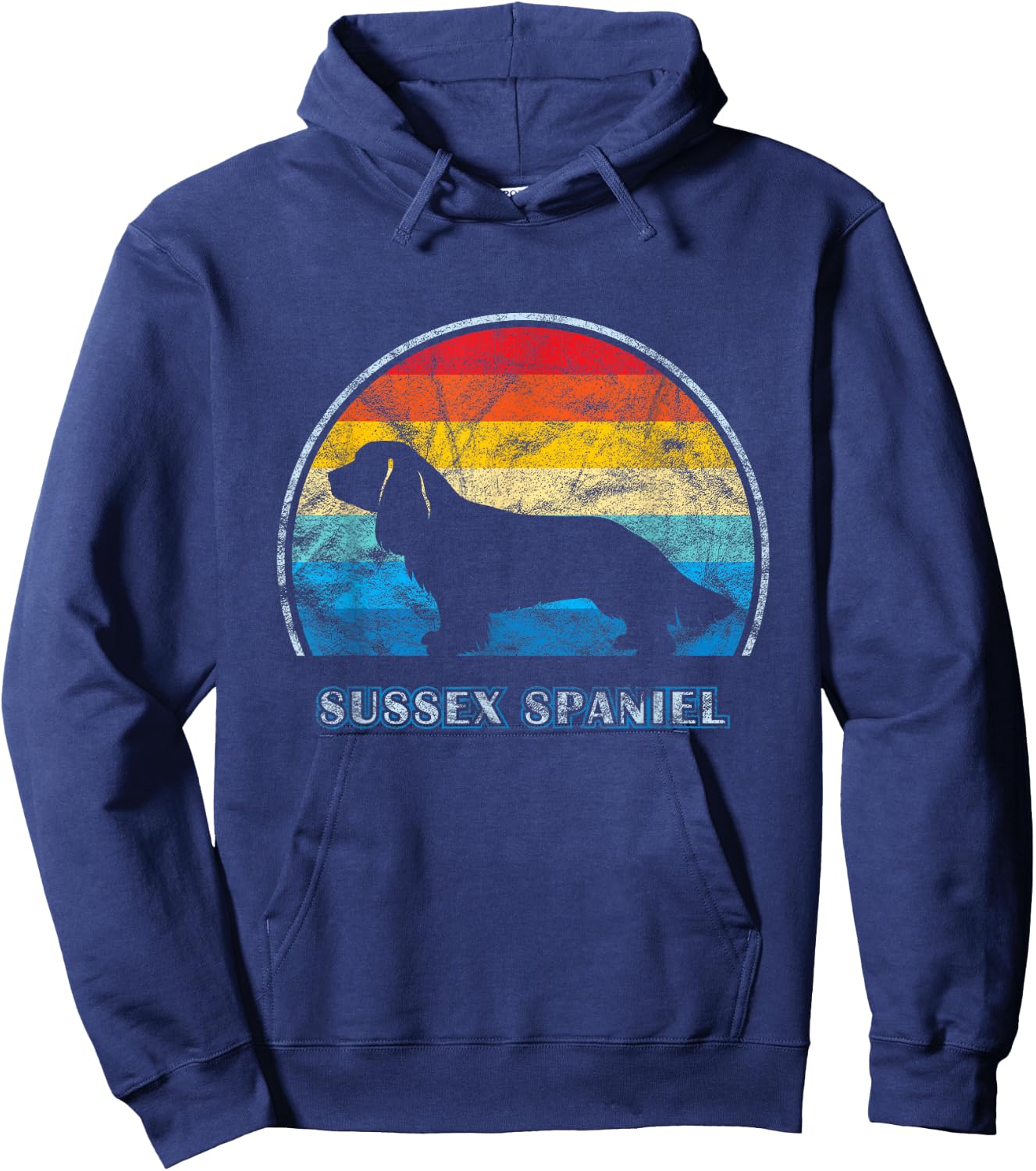 Sussex Spaniel Vintage Design Dog Hoodie - Hoodie | Navy