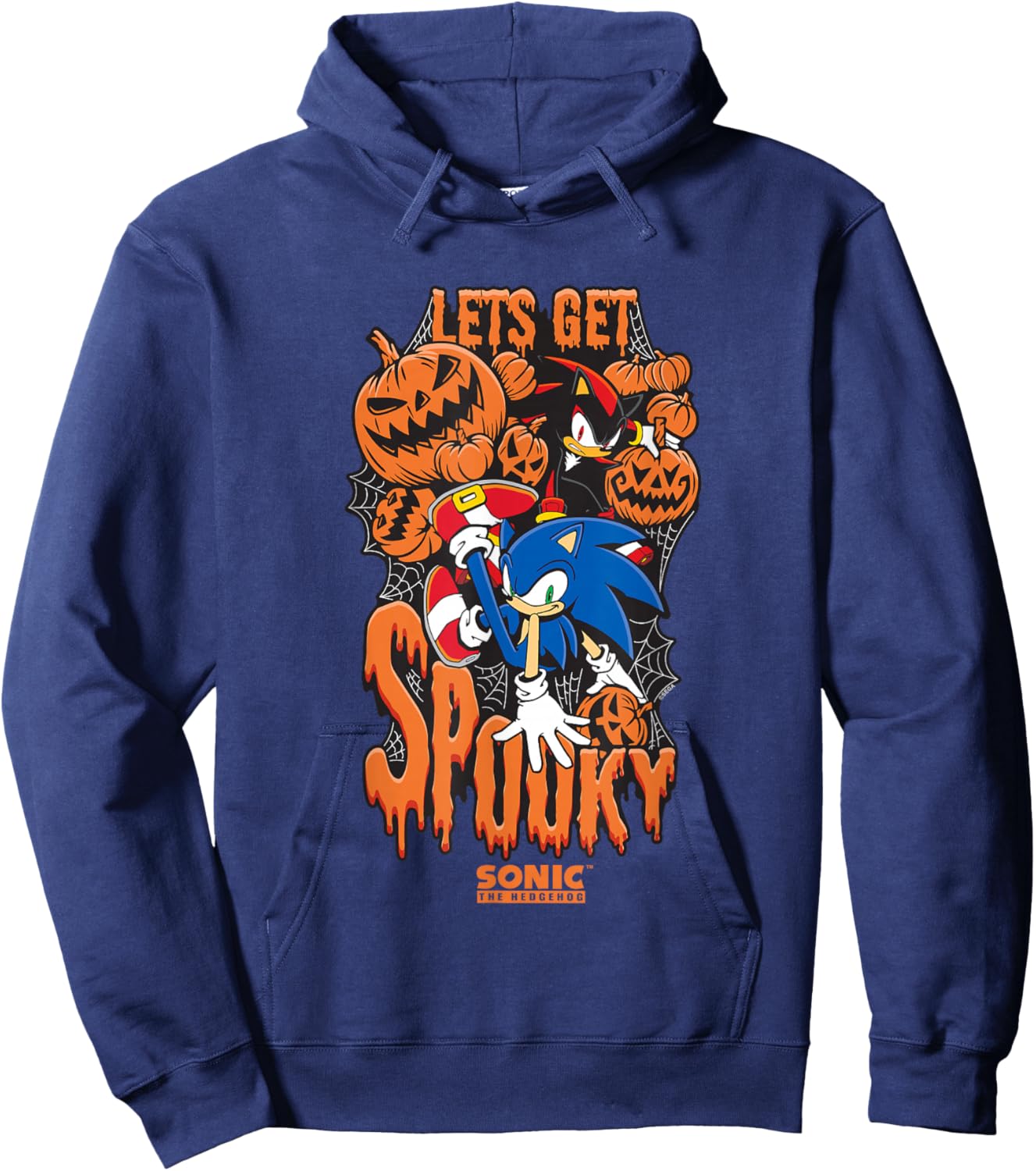 Sonic The Hedgehog Halloween Let's Get Spooky Sonic & Shadow Hoodie - Hoodie | Navy