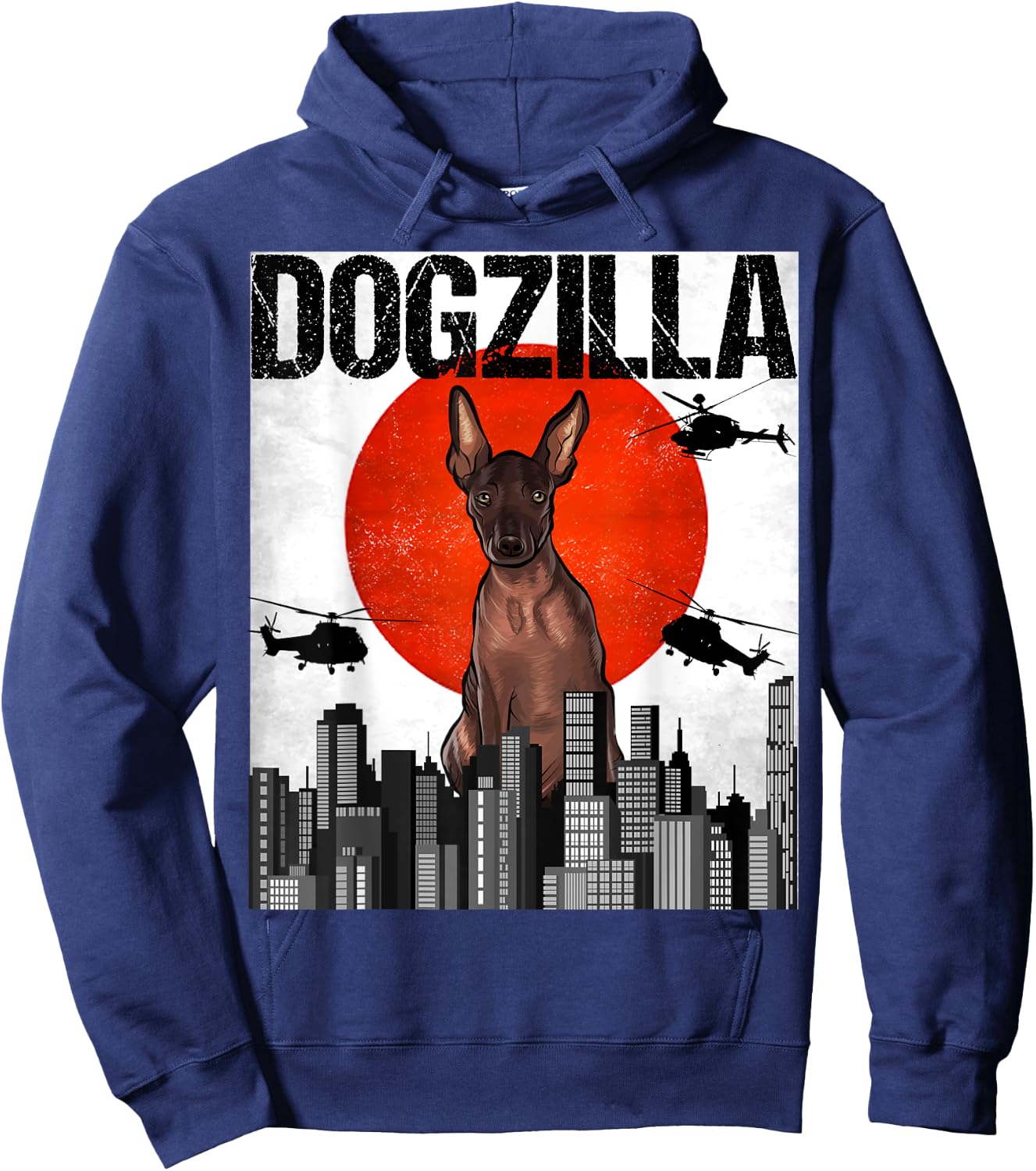 Funny Vintage Japanese Dogzilla Xoloitzcuintli Hoodie - Hoodie | Navy