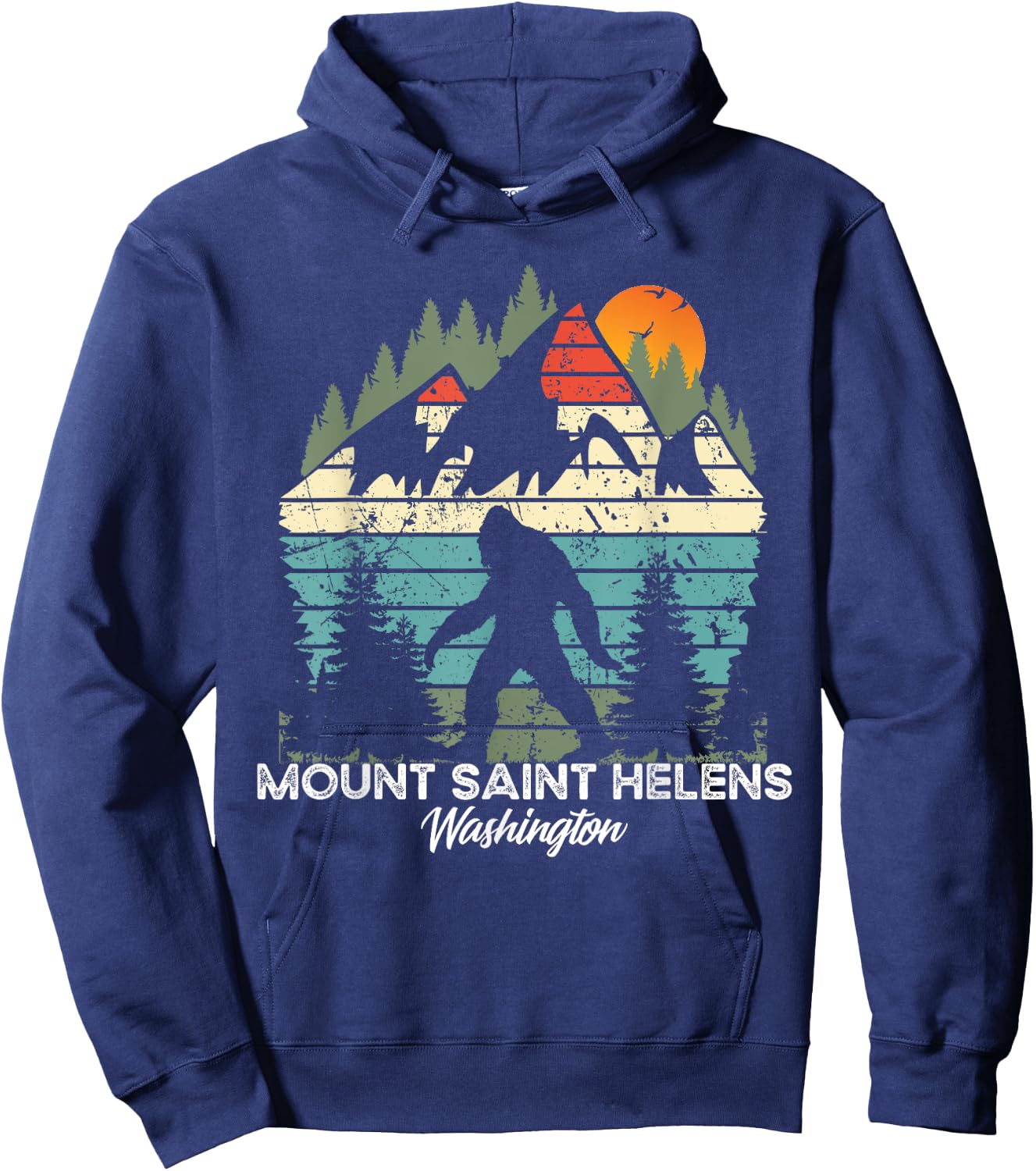 Mount Saint Helens Washington National Park Retro 80's Hoodie - Hoodie | Navy