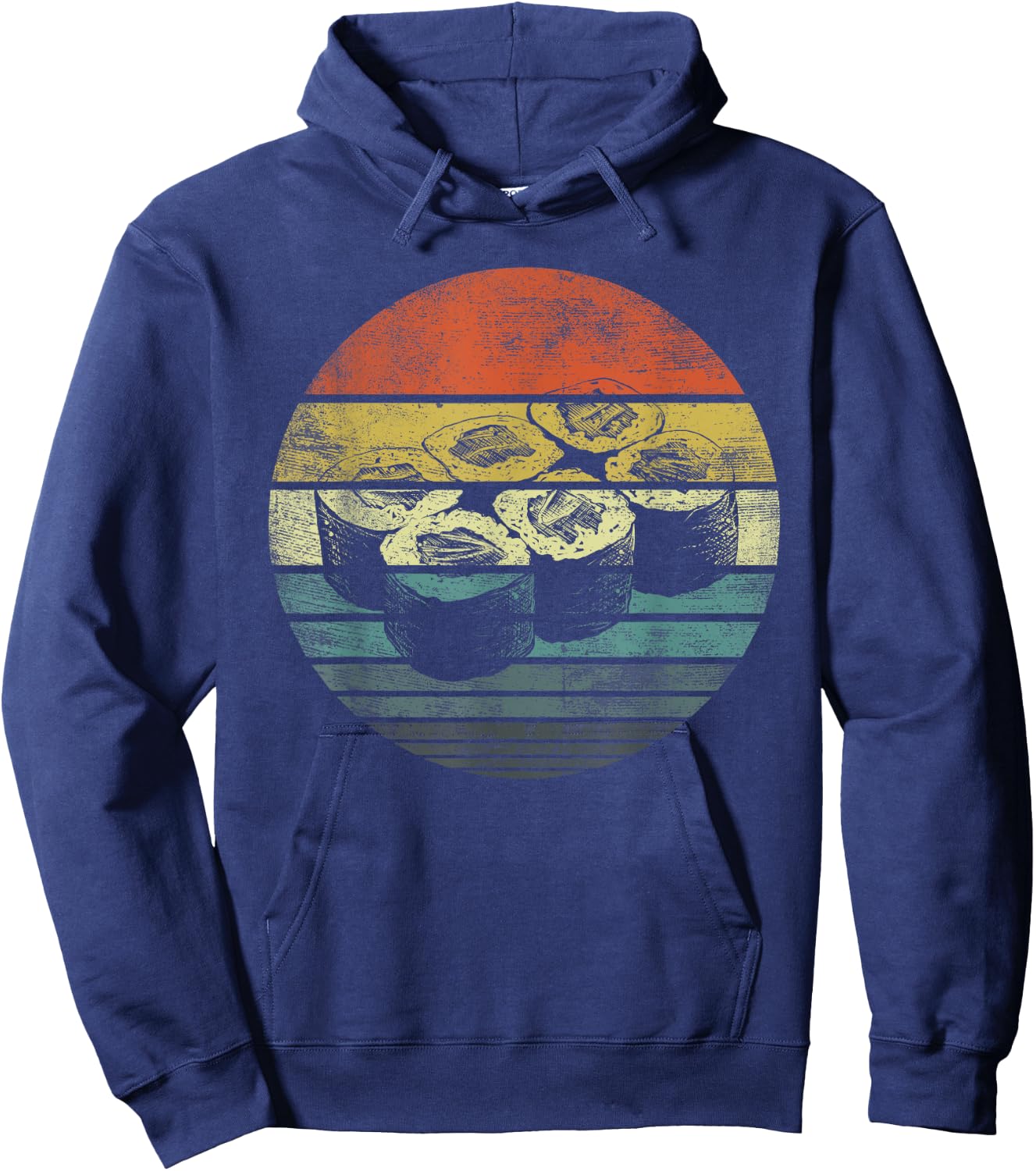Retro Sushi Roll Sashimi Lover Funny Japanese Food Chef Gift Hoodie - Hoodie | Navy