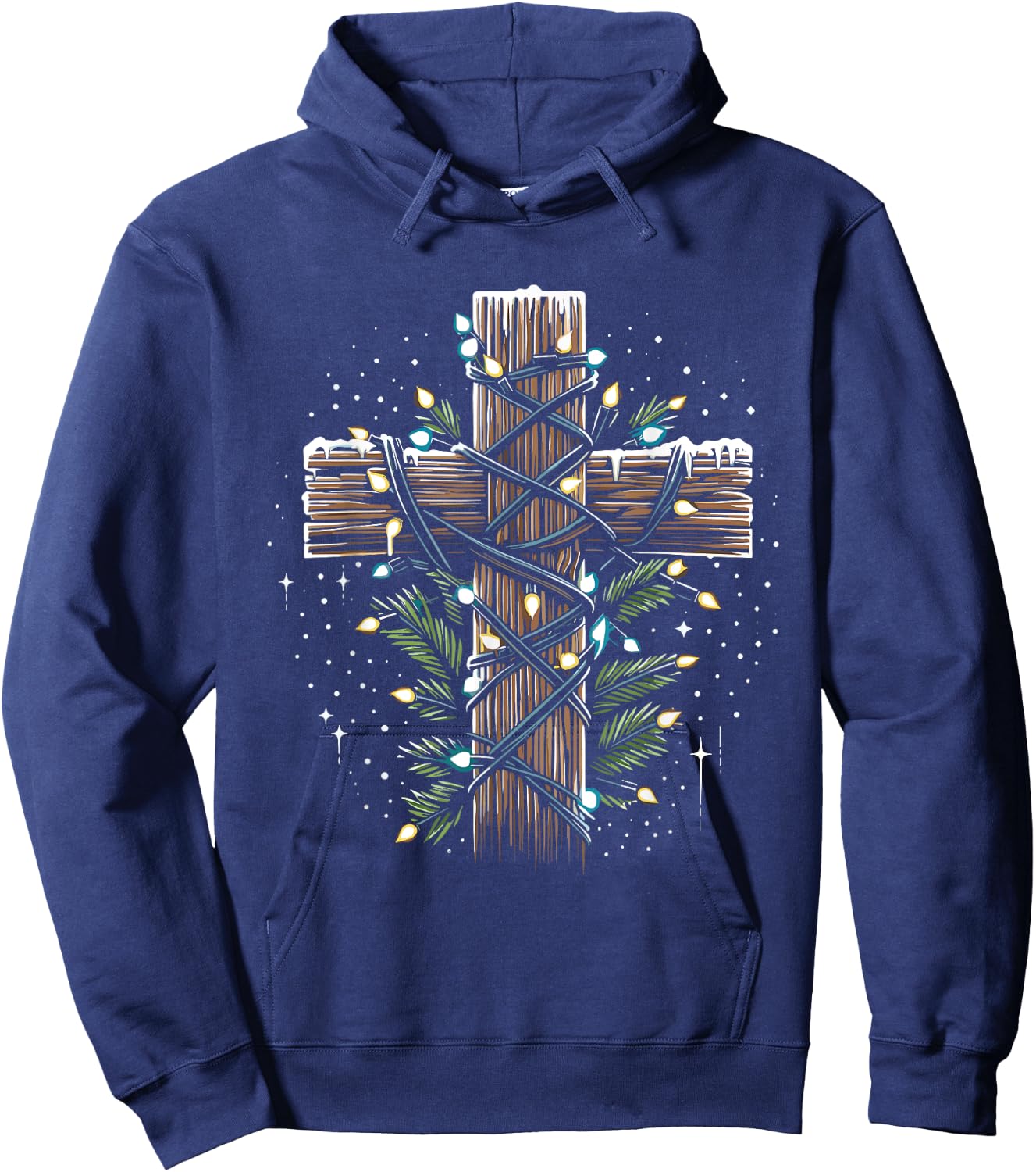 Jesus Cross Crucifix Christmas Lights - Jesus Christ Faith Hoodie - Hoodie | Navy