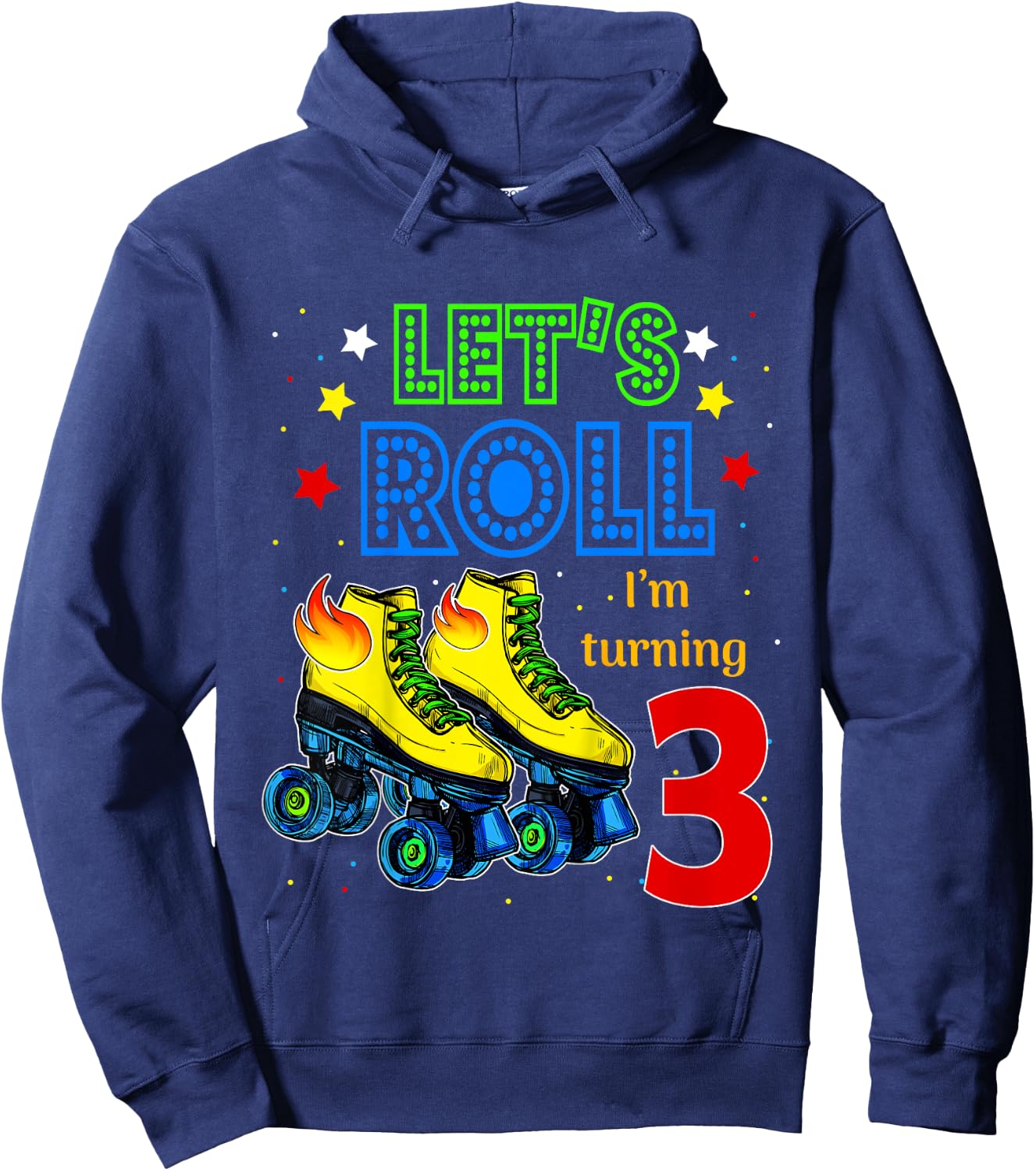 Rolling Into 3 years Let's Roll I'm Turning 3 Roller Skate Hoodie - Hoodie | Navy
