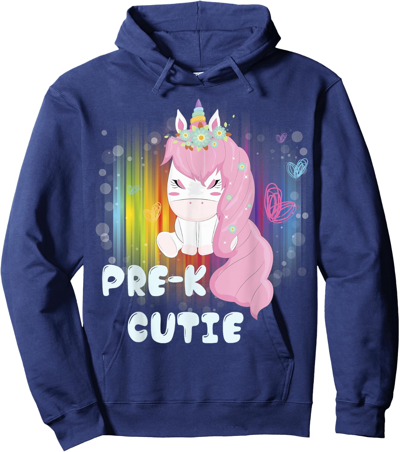 First Day of PreSchool Unicorn Back to School Girls Kids Hoodie - Hoodie | Navy