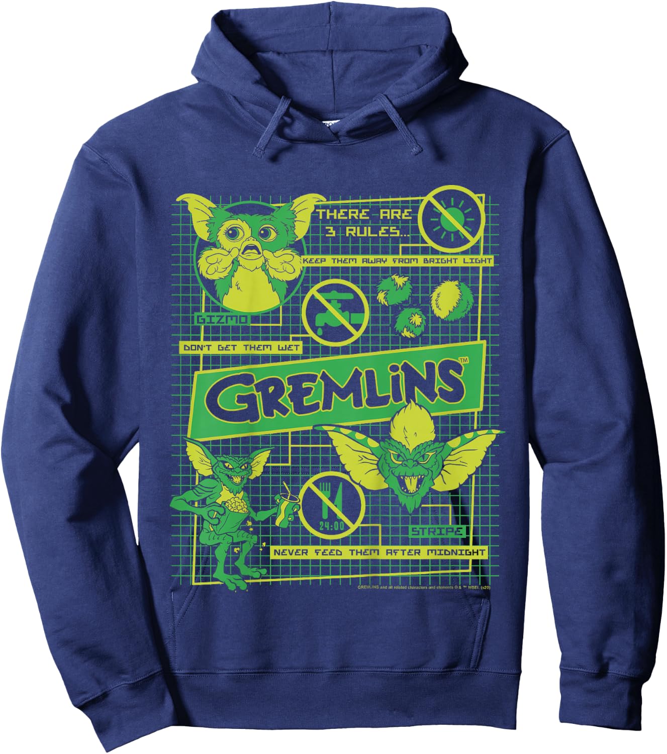 Kids Gremlins Three Rules Schematics Hoodie - Hoodie | Navy