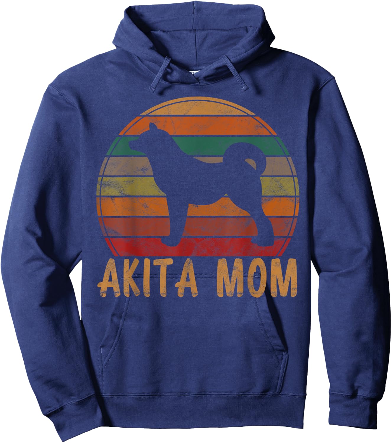 Retro Akita Mom Gift Akita Dog Owner Mother Pet Mama Hoodie - Hoodie | Navy
