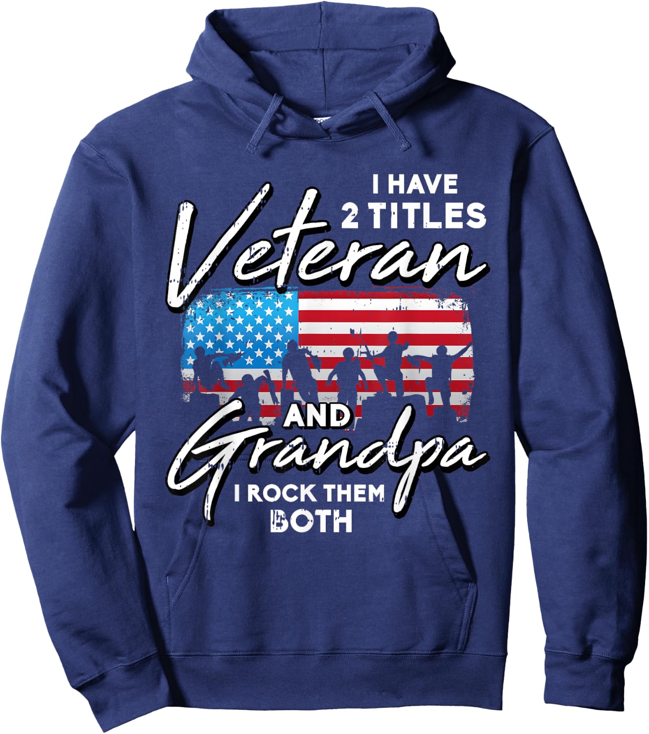 Veteran Grandpa American Flag Two Titles Grandfather Gifts Kids Men Hoodie - Hoodie | Navy