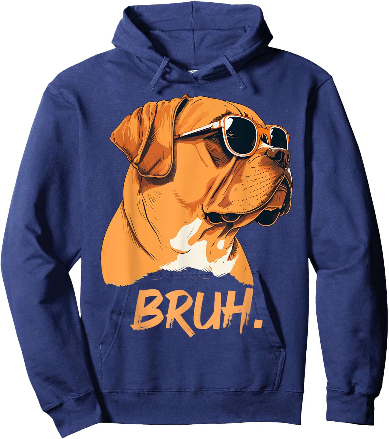 Bruh Funny Meme Saying Bruh with Dog face Teens Boy Girls Hoodie - Hoodie | Navy