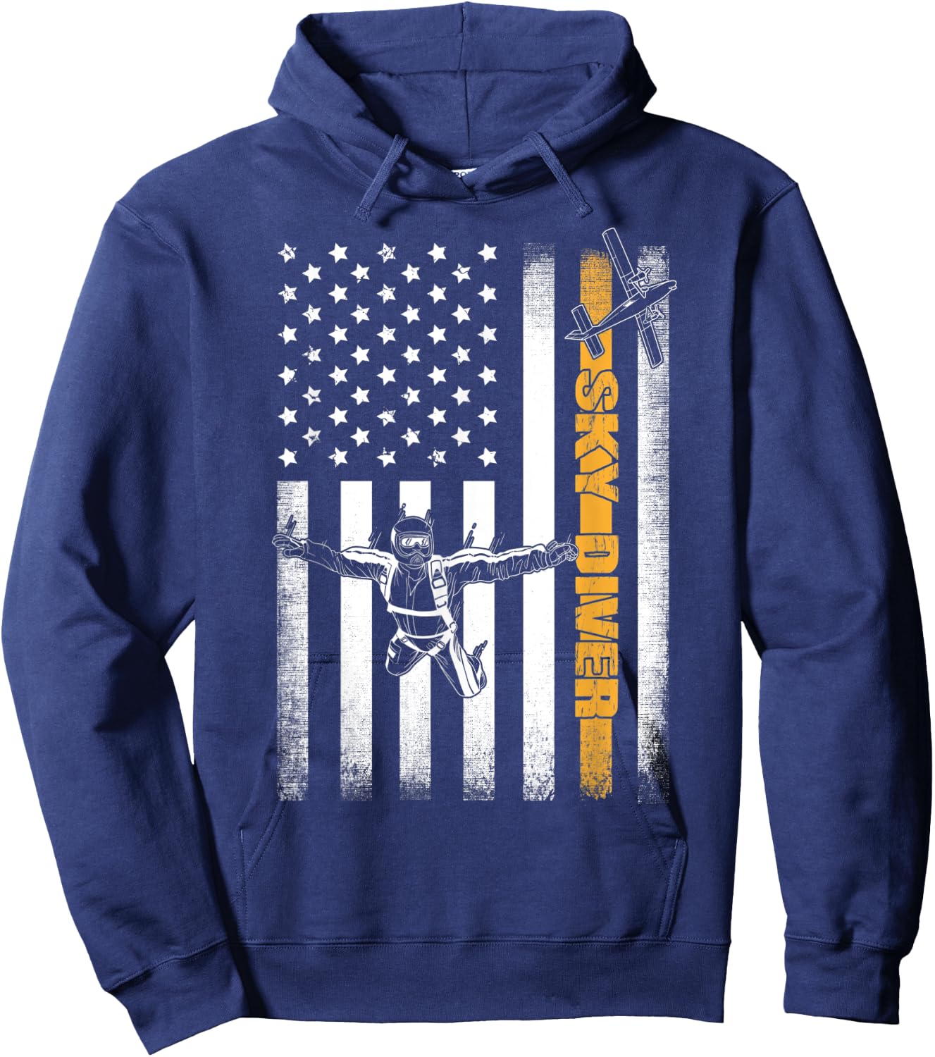 Funny Skydiving Gift Parachuting American Skydiver USA Flag Hoodie - Hoodie | Navy