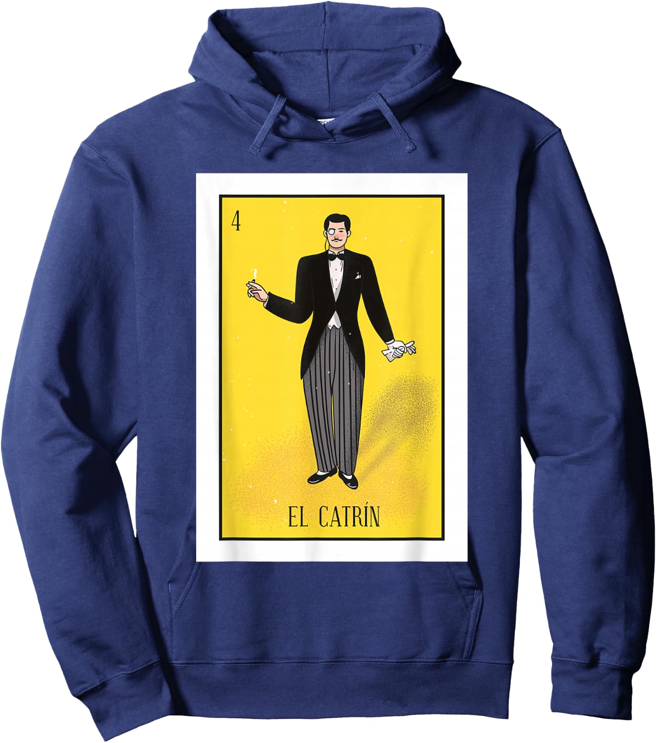 El Catrin Lottery Gift The Gentleman Card Mexican Lottery Hoodie - Hoodie | Navy